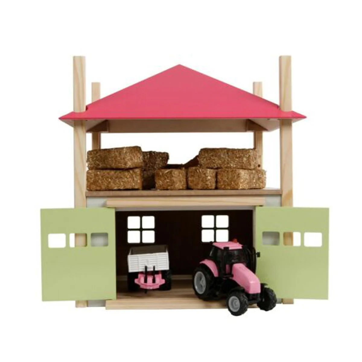 1/32 PINK Wooden Hay Barn with Loft and Adjustable Roof by Kids Globe - Image 3