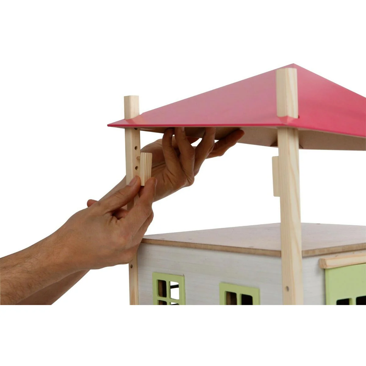 1/32 PINK Wooden Hay Barn with Loft and Adjustable Roof by Kids Globe - Image 5