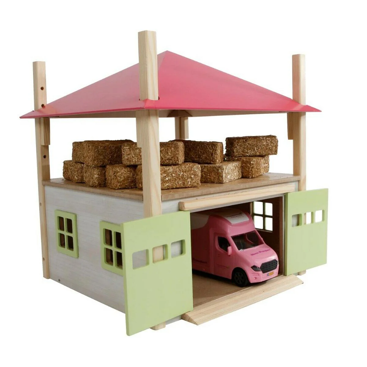 1/32 PINK Wooden Hay Barn with Loft and Adjustable Roof by Kids Globe - Image 6