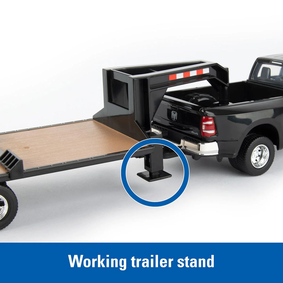 1/32 RAM 3500 Dually Quad Cab Pickup Truck with Gooseneck Trailer & Case SV340B Skid Steer by ERTL - Image 4