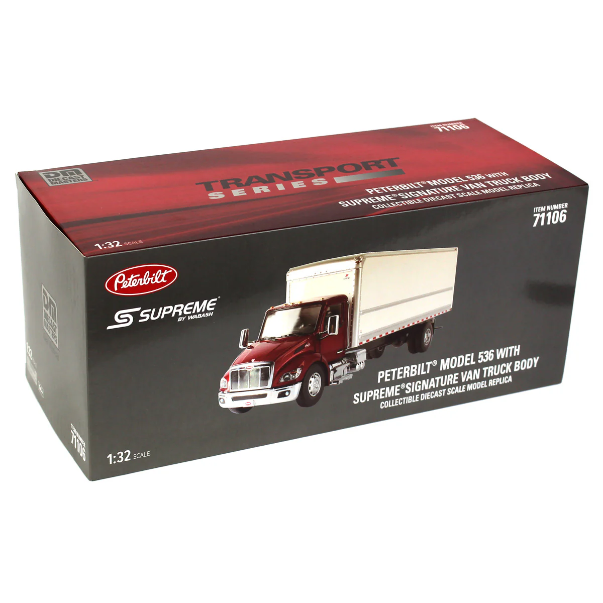 1/32 Red Peterbilt Model 536 with White Supreme Signature Van Truck Body - Image 10
