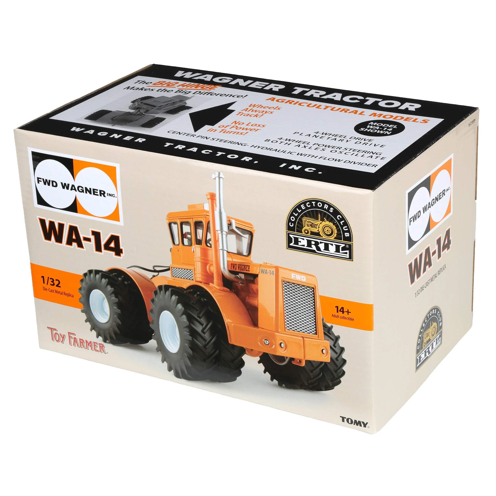 1/32 Wagner WA-14 Orange 4WD Tractor, ERTL Limited Edition - Image 6