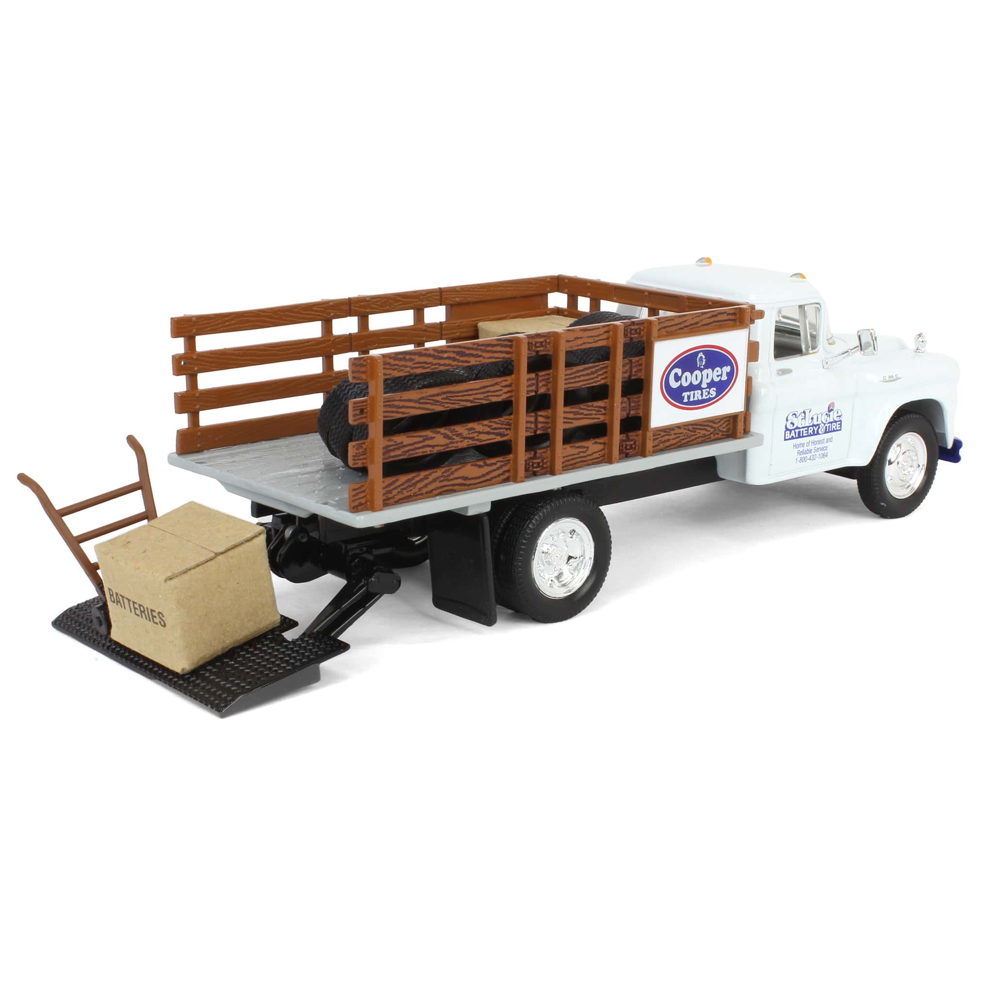 1/34 1958 GMC Stake Truck, Cooper Tires and St. Lucie Battery & Tire by First Gear - Image 3
