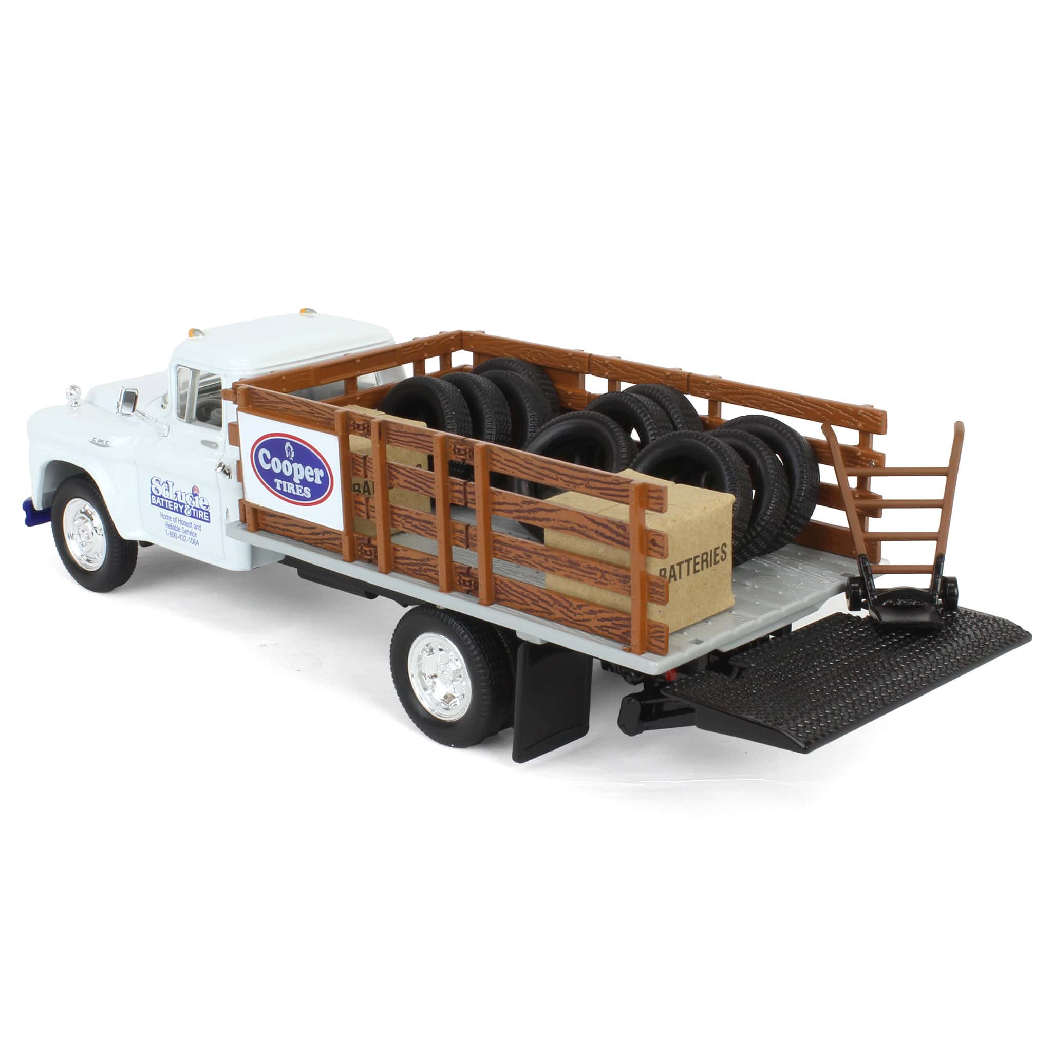 1/34 1958 GMC Stake Truck, Cooper Tires and St. Lucie Battery & Tire by First Gear - Image 4