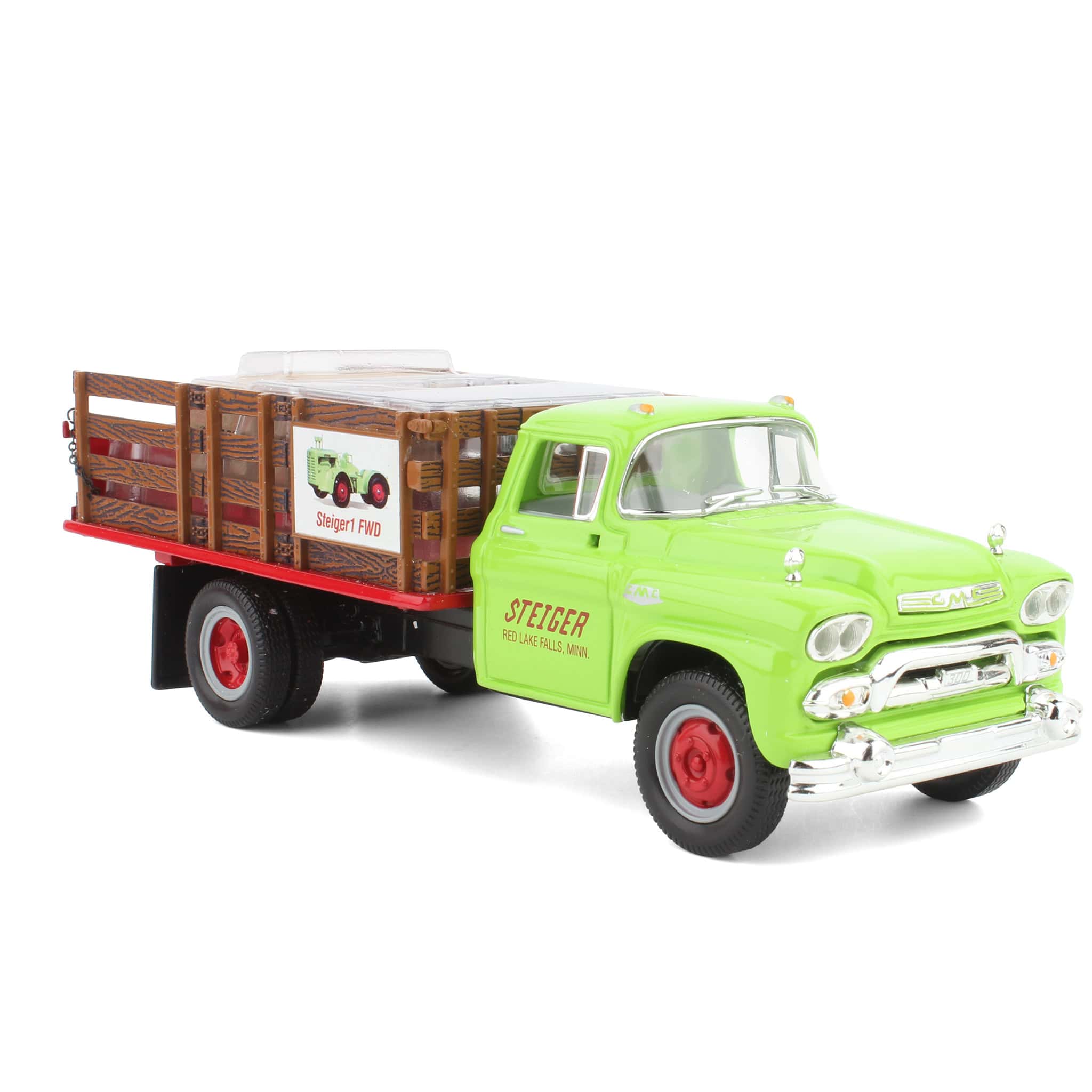 1/34 1958 GMC Stake Truck Steiger Farms 1 FWD with Parts Boxes & Dolly by First Gear - Image 2