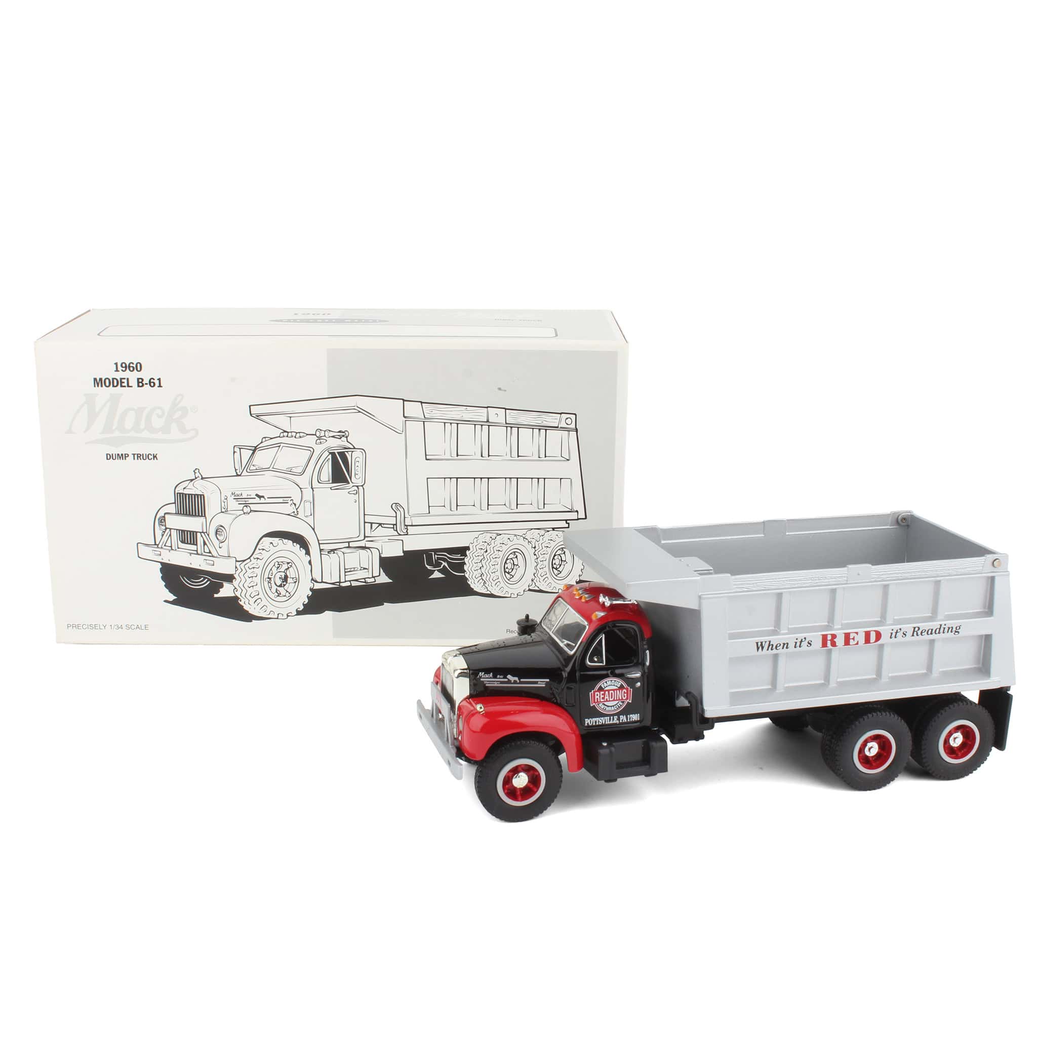 1/34 1960 Mack B-61 Dump Truck, Reading Anthracite by First Gear