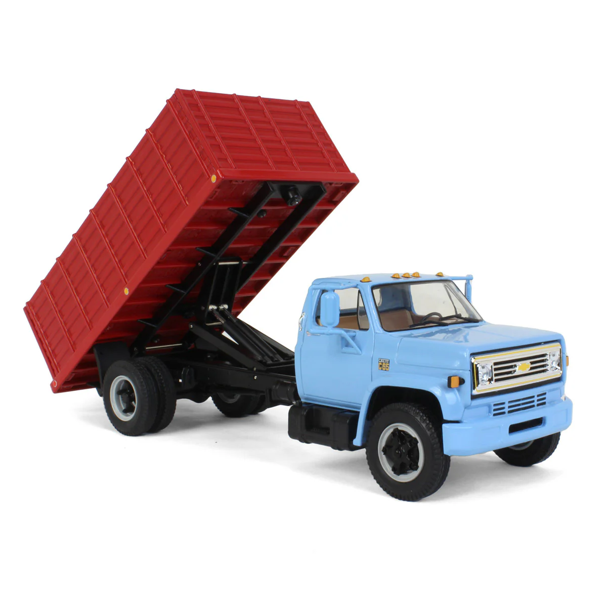 1/34 Baby Blue 1970s Chevrolet C65 Grain Truck with Red Dump Body & Corn Load by First Gear - Image 2