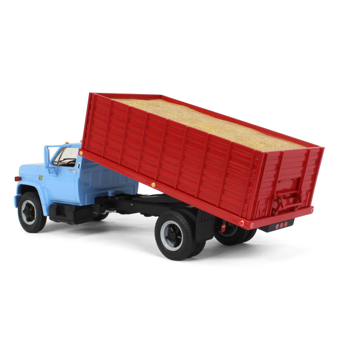 1/34 Baby Blue 1970s Chevrolet C65 Grain Truck with Red Dump Body & Corn Load by First Gear - Image 4