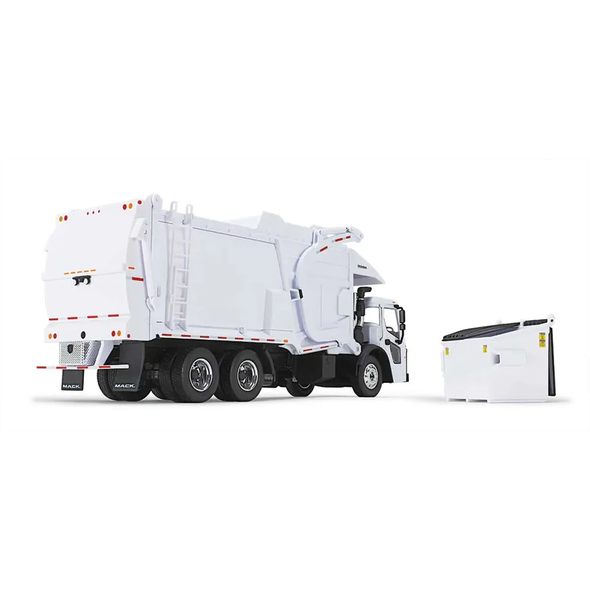 1/34 White Mack LR Truck with McNeilus Meridian Front Loader & Dumpster by First Gear - Image 3