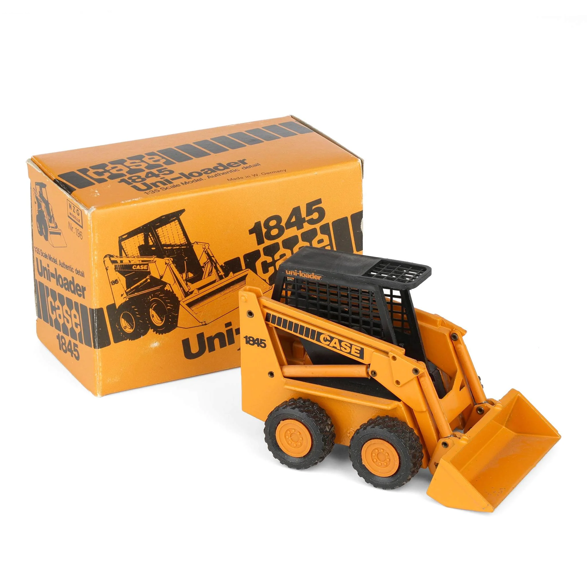 1/35 Case 1845 Uni-loader Skid Loader with Black Cage by NZG