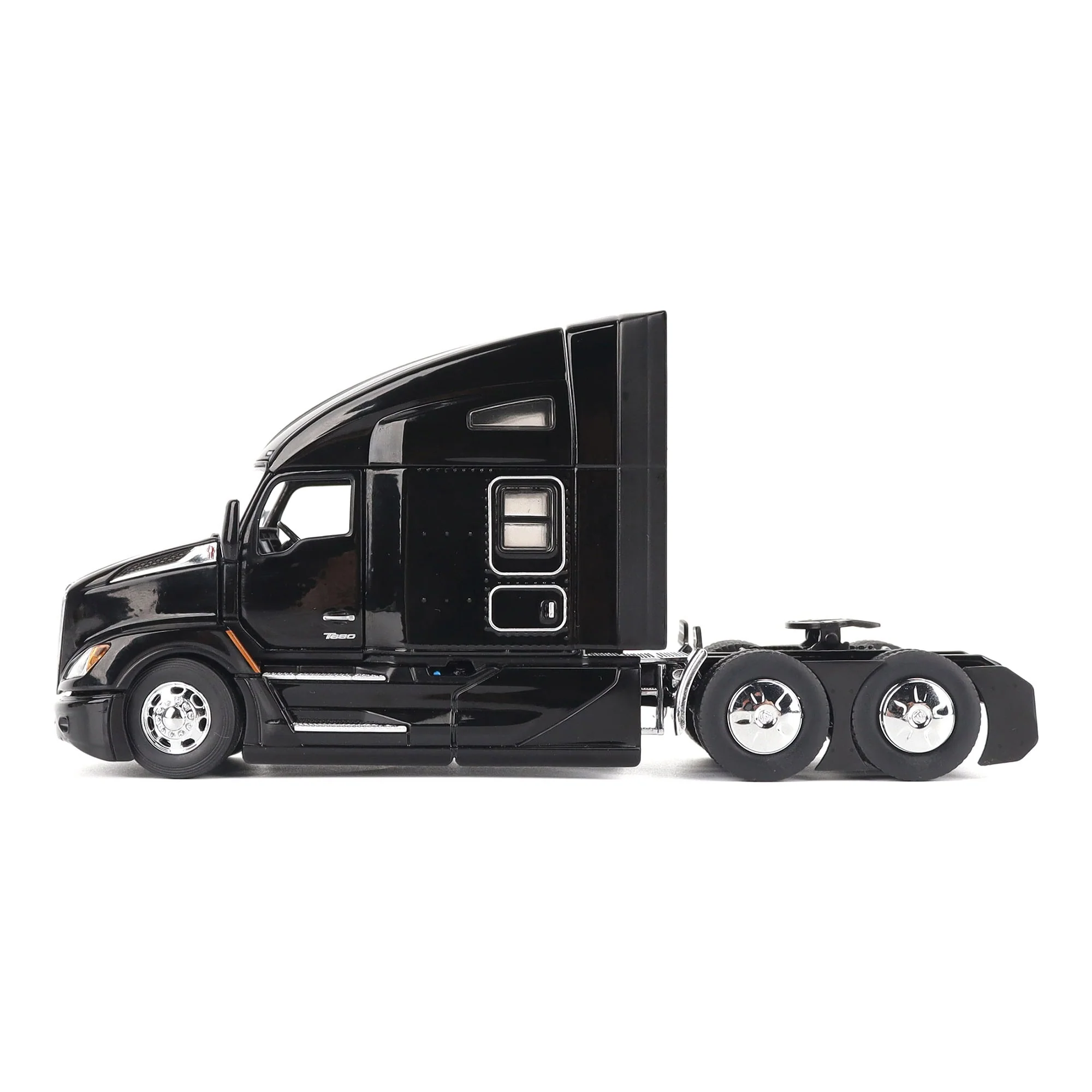 1/50 Black Kenworth T680 Tandem Tractor with 76in High Roof Sleeper Cab by Diecast Masters - Image 2
