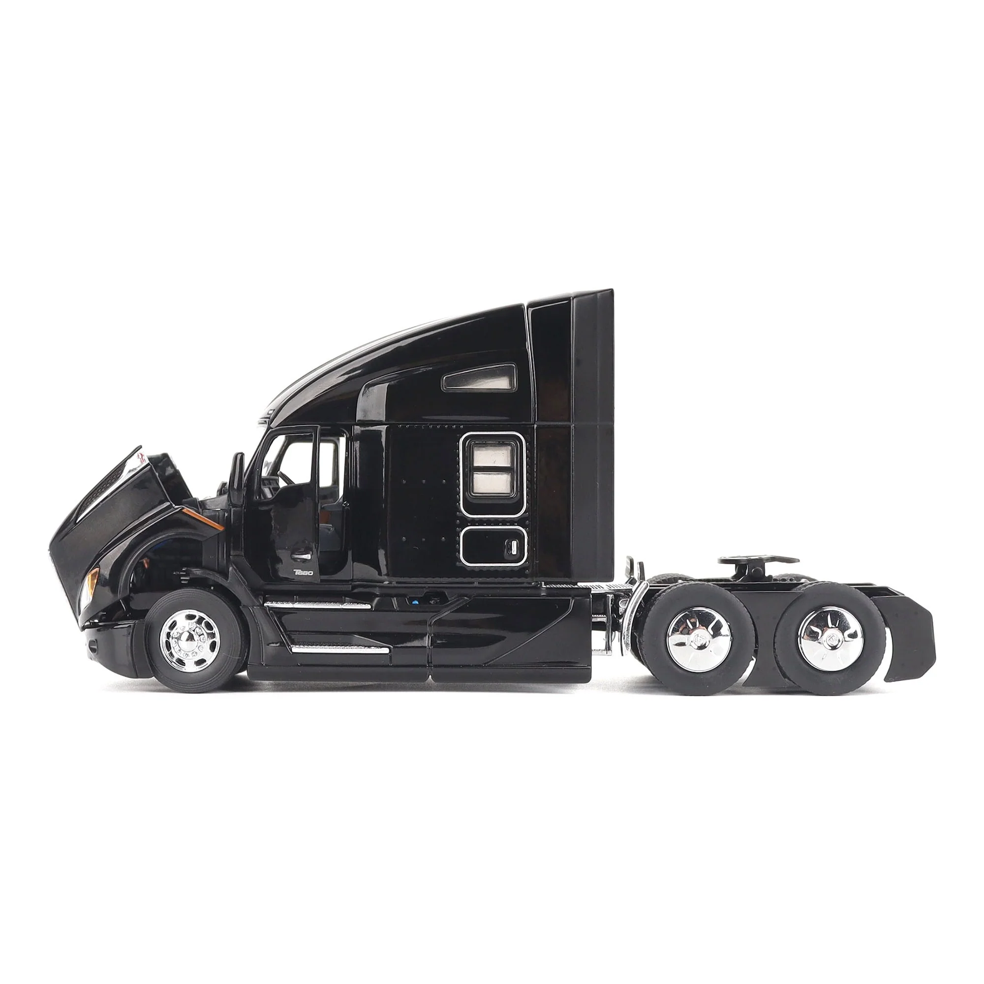 1/50 Black Kenworth T680 Tandem Tractor with 76in High Roof Sleeper Cab by Diecast Masters - Image 3