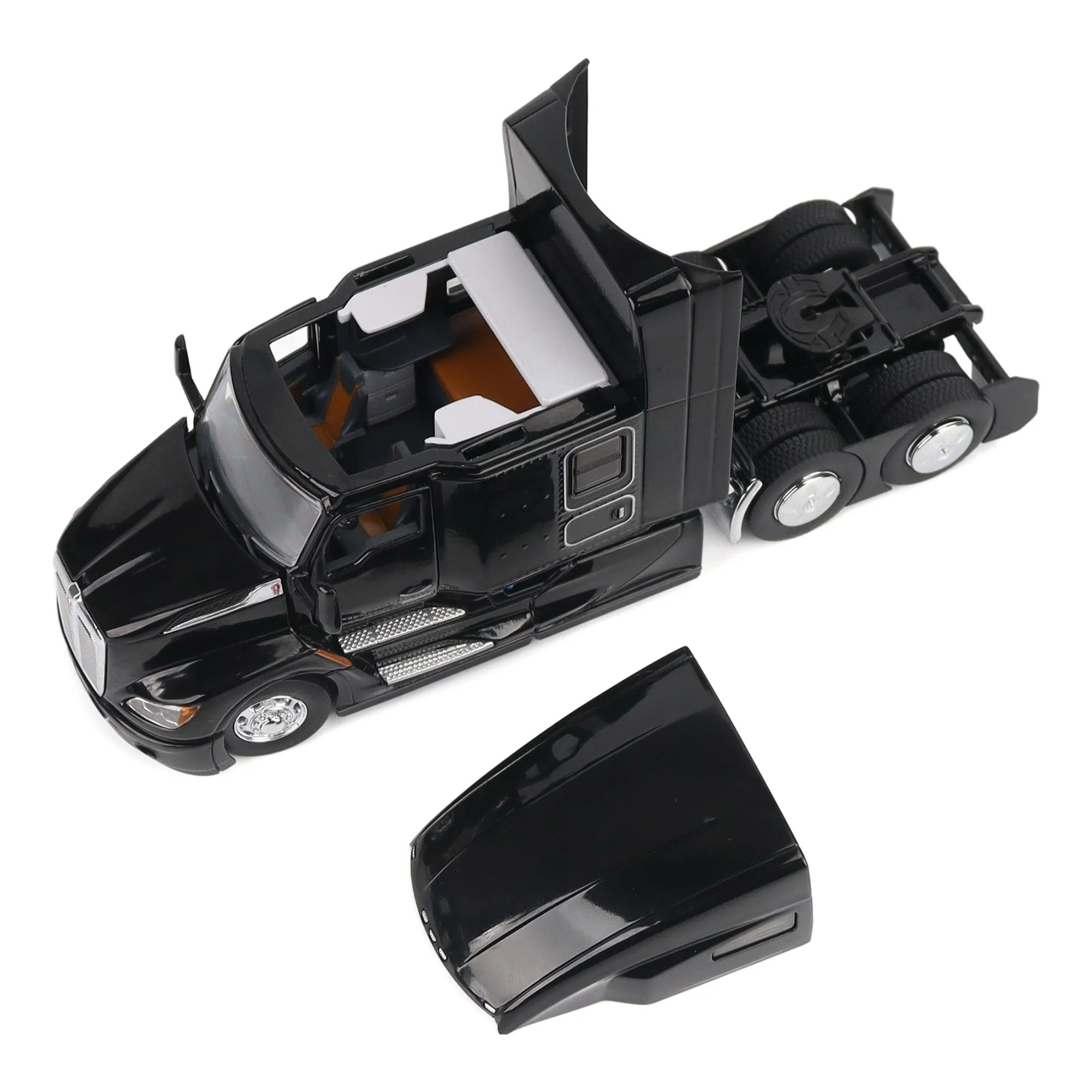 1/50 Black Kenworth T680 Tandem Tractor with 76in High Roof Sleeper Cab by Diecast Masters - Image 5
