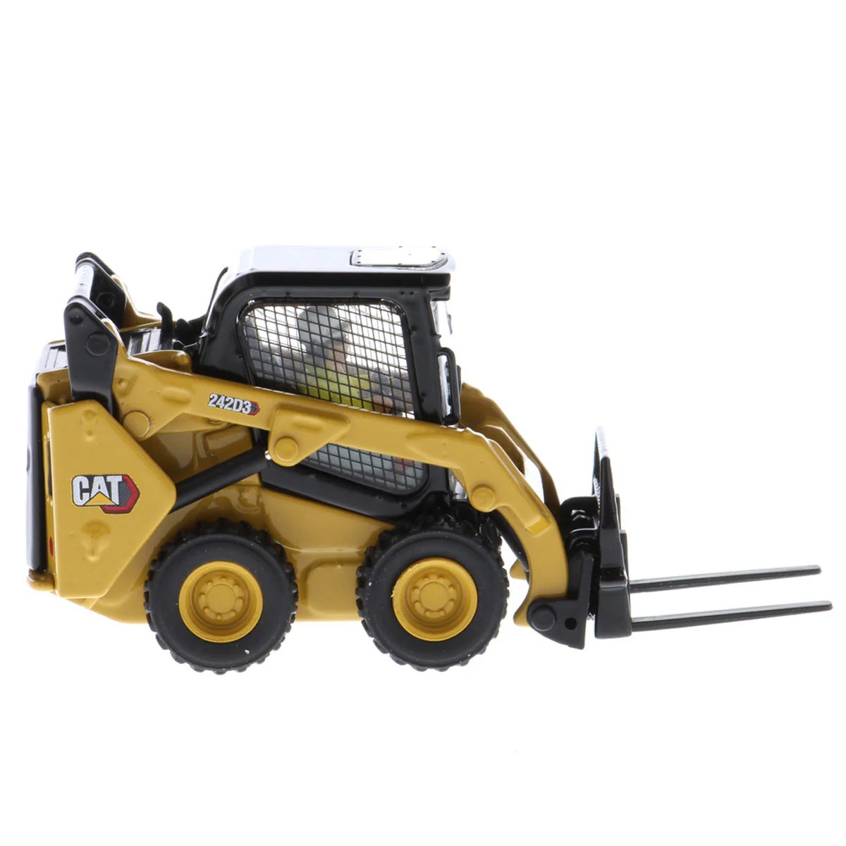 1/50 CAT 242D3 Skid Steer Loader with Bucket, Fork & Grapple Bucket by Diecast Masters - Image 5