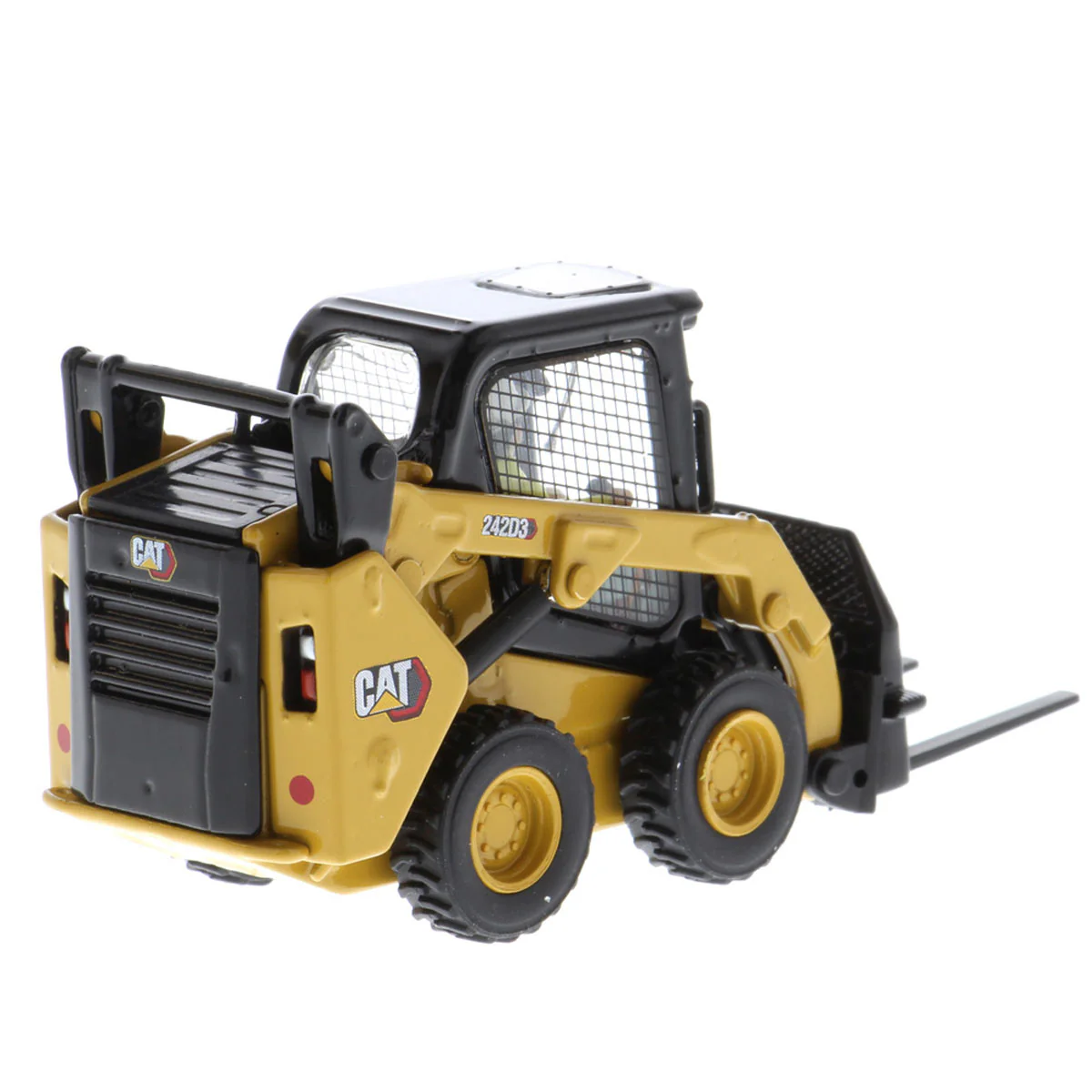 1/50 CAT 242D3 Skid Steer Loader with Bucket, Fork & Grapple Bucket by Diecast Masters - Image 6