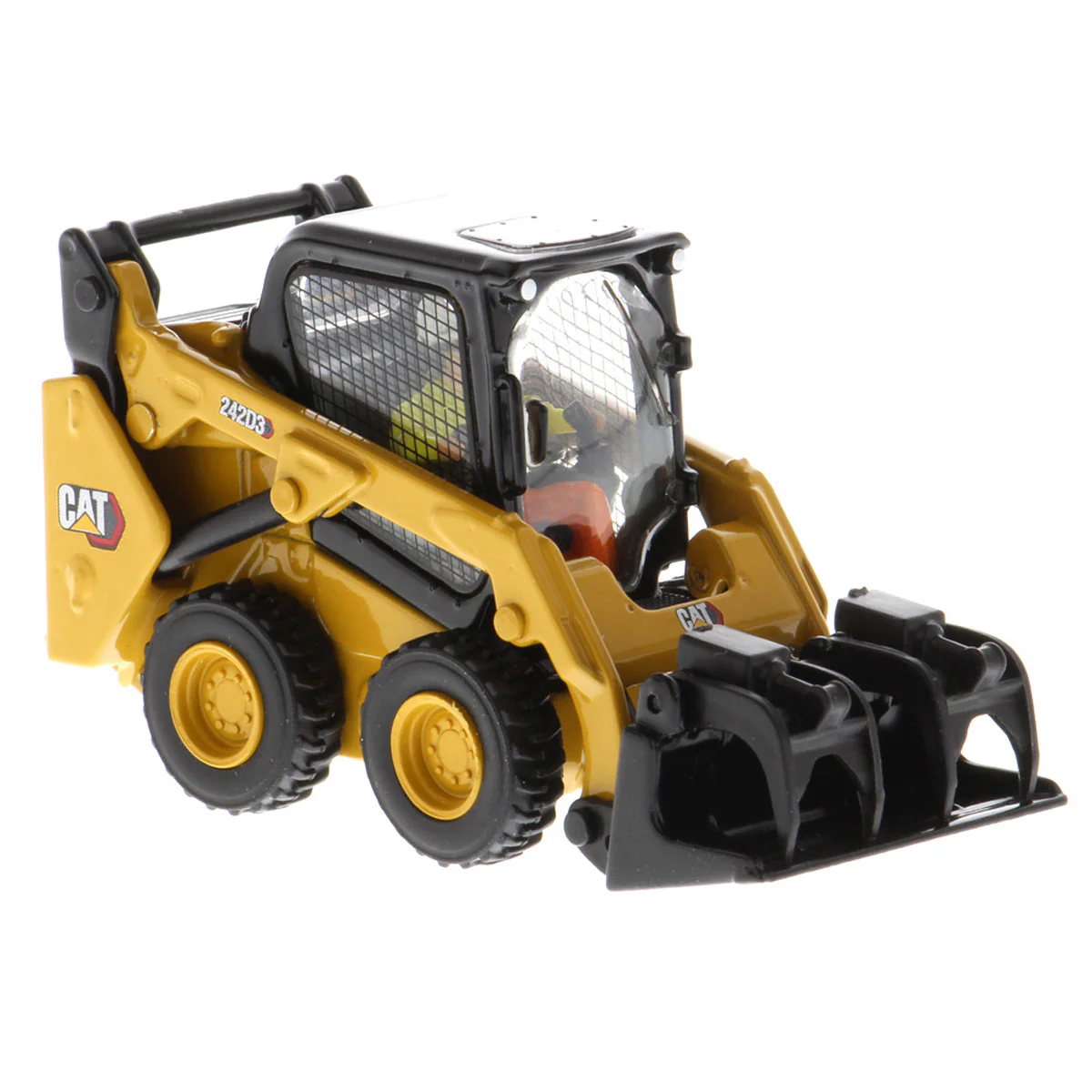 1/50 CAT 242D3 Skid Steer Loader with Bucket, Fork & Grapple Bucket by Diecast Masters - Image 7