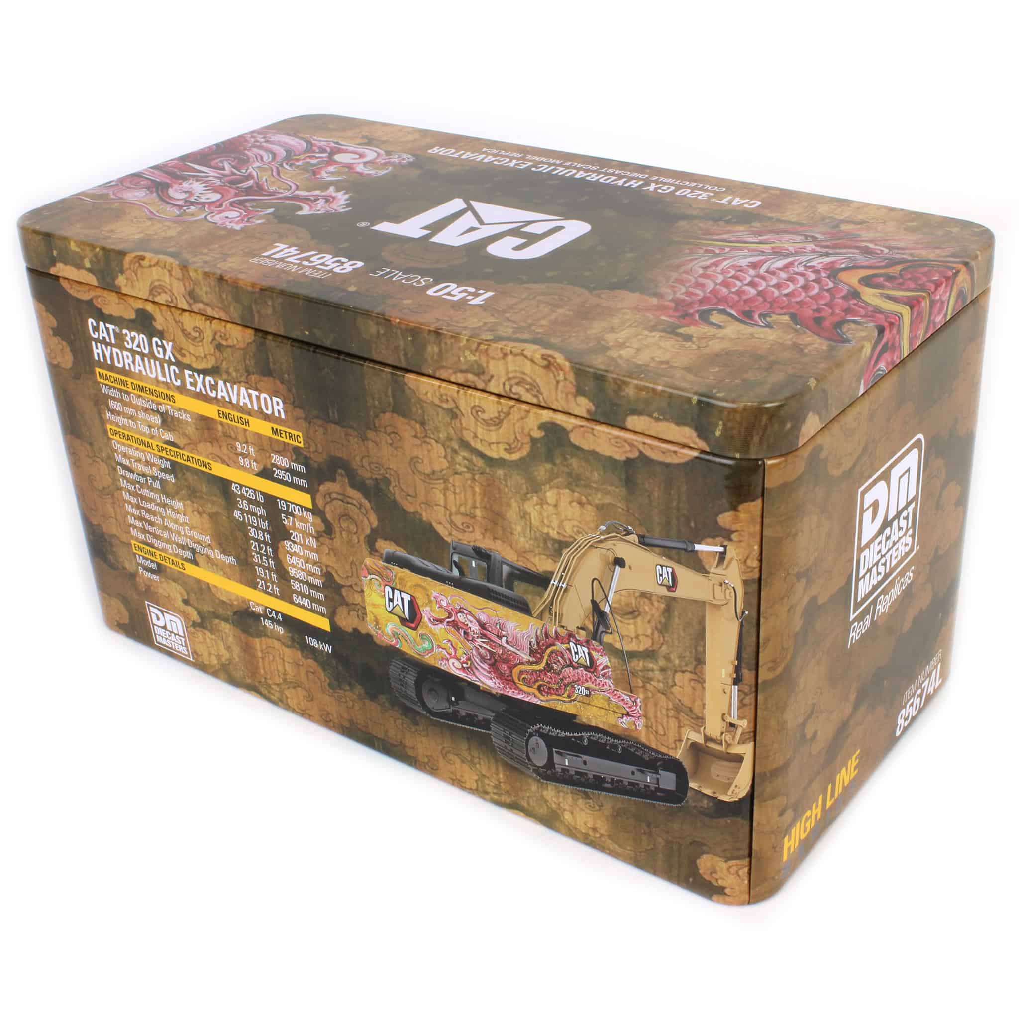 1/50 CAT 320 GX Hydraulic Excavator, Dragon Totem Decoration - Image 8