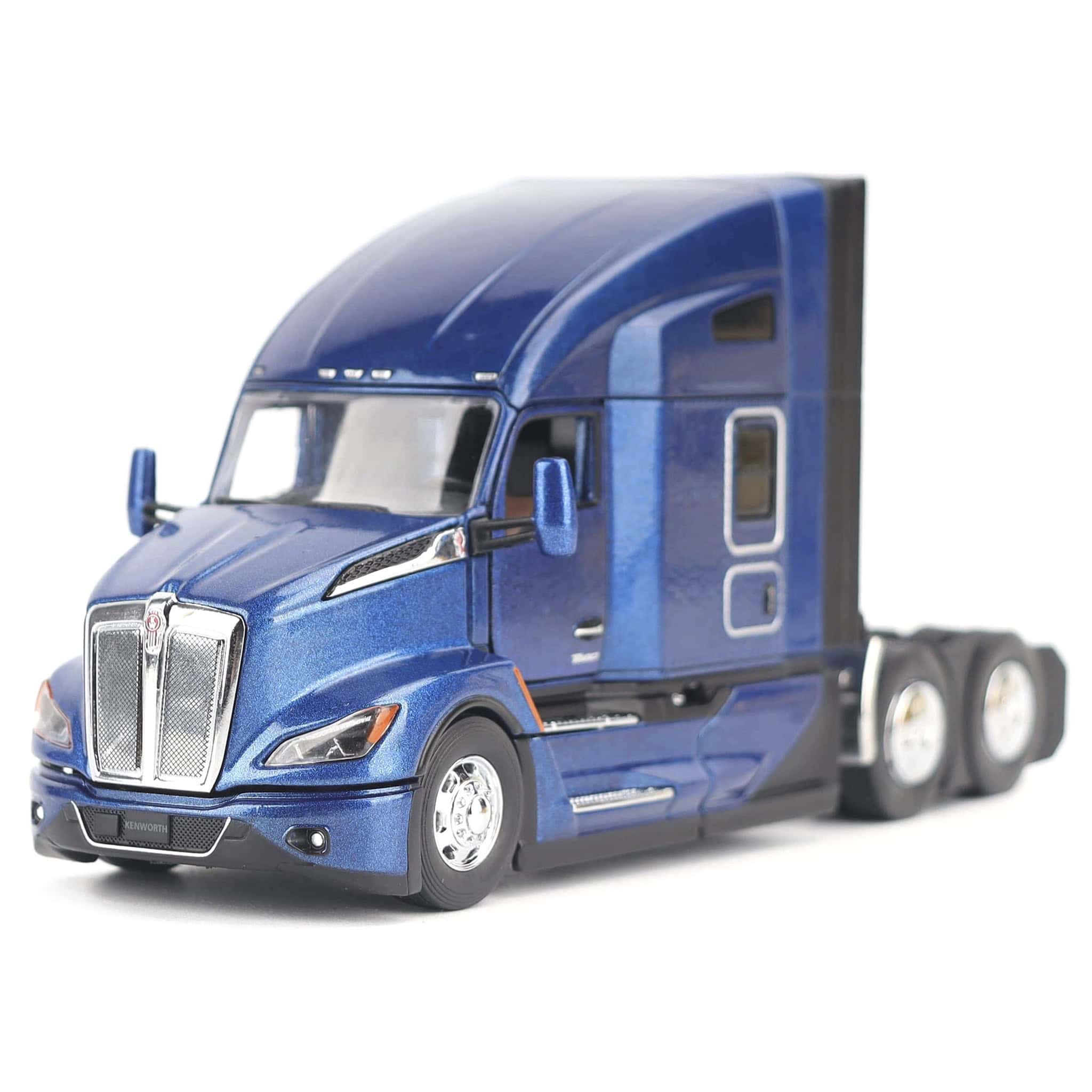 1/50 Cerulean Blue Kenworth T680 76in High-Roof Sleeper Cab Tandem Tractor by Diecast Masters