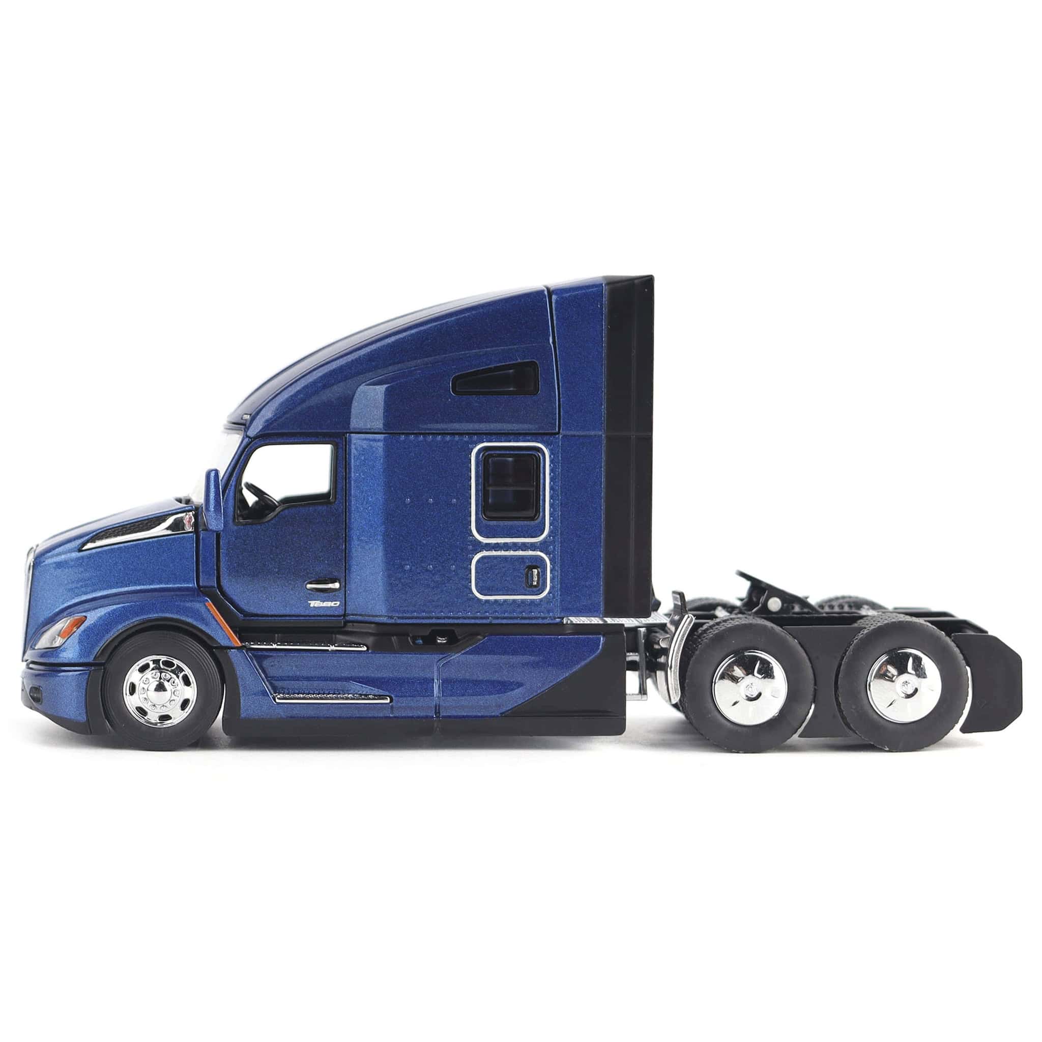 1/50 Cerulean Blue Kenworth T680 76in High-Roof Sleeper Cab Tandem Tractor by Diecast Masters - Image 2