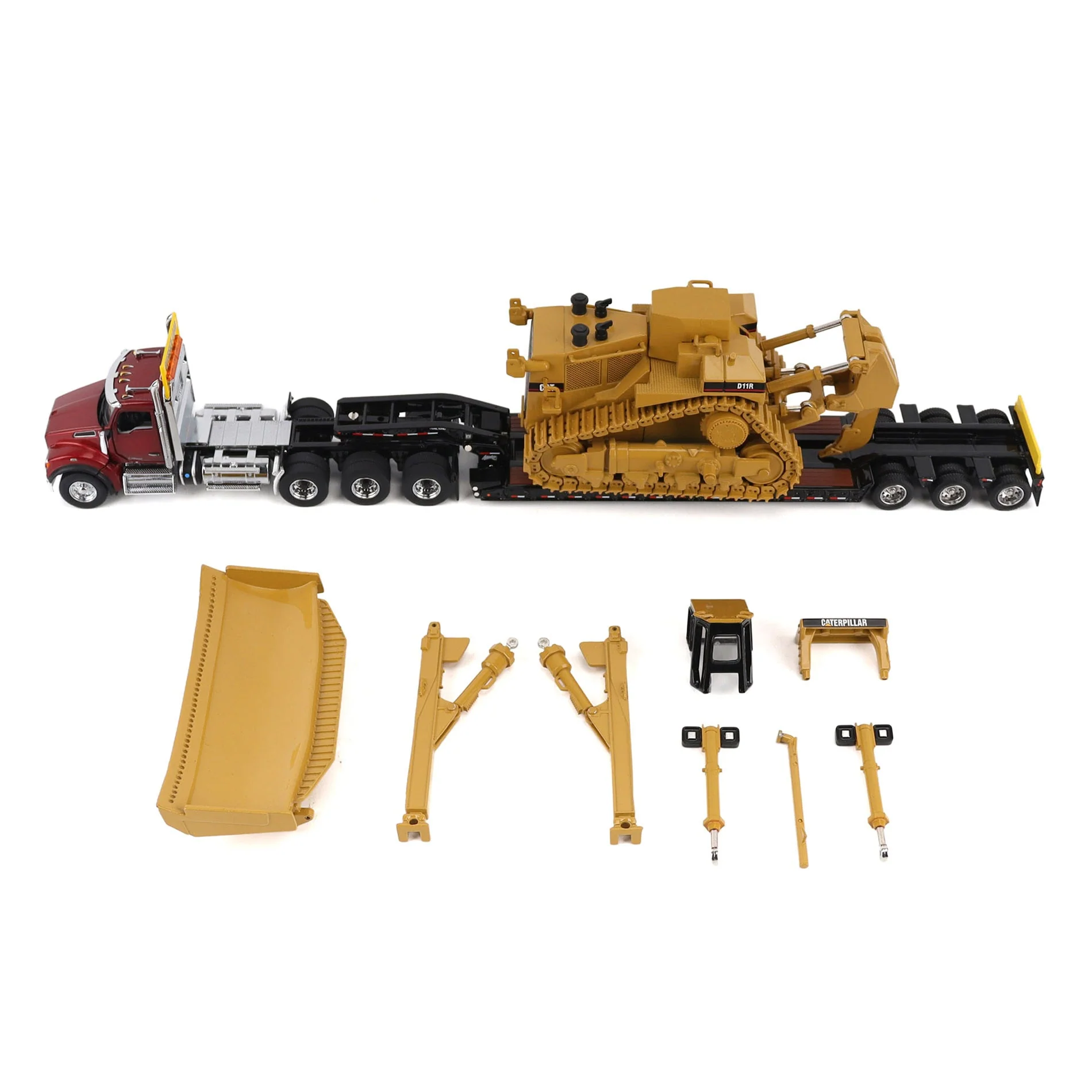 1/50 Kenworth T880 Semi Truck with Trail King TK120 Lowboy & CAT D11R Dozer, Diecast Masters Transport Series - Image 2