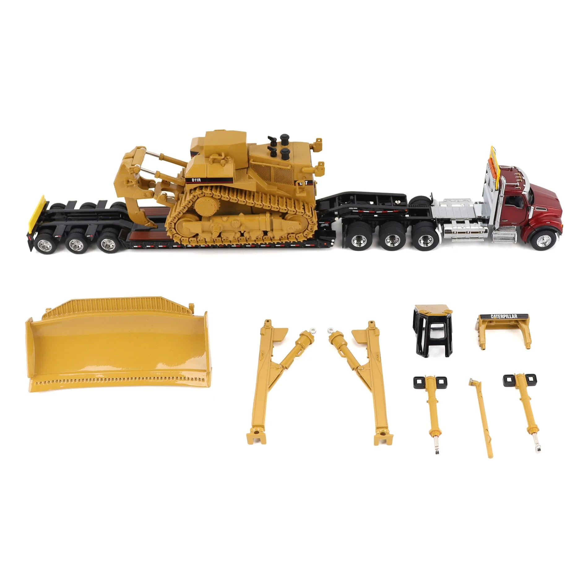 1/50 Kenworth T880 Semi Truck with Trail King TK120 Lowboy & CAT D11R Dozer, Diecast Masters Transport Series - Image 4