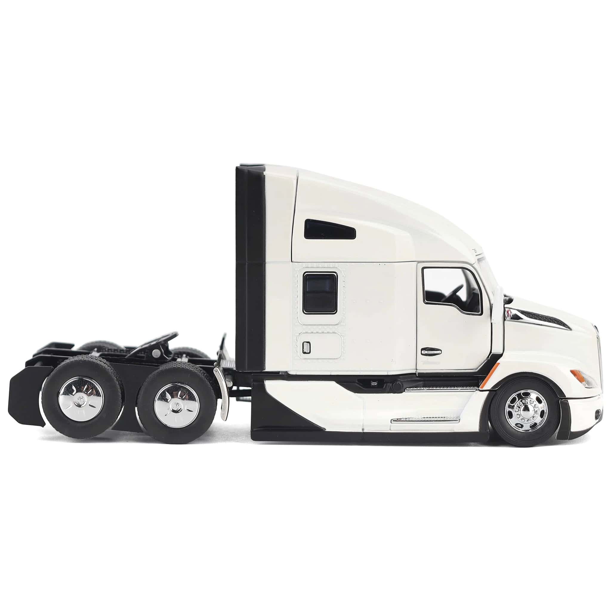 1/50 Pearl White Kenworth T680 76in High-Roof Sleeper Cab Tandem Tractor by Diecast Masters - Image 3
