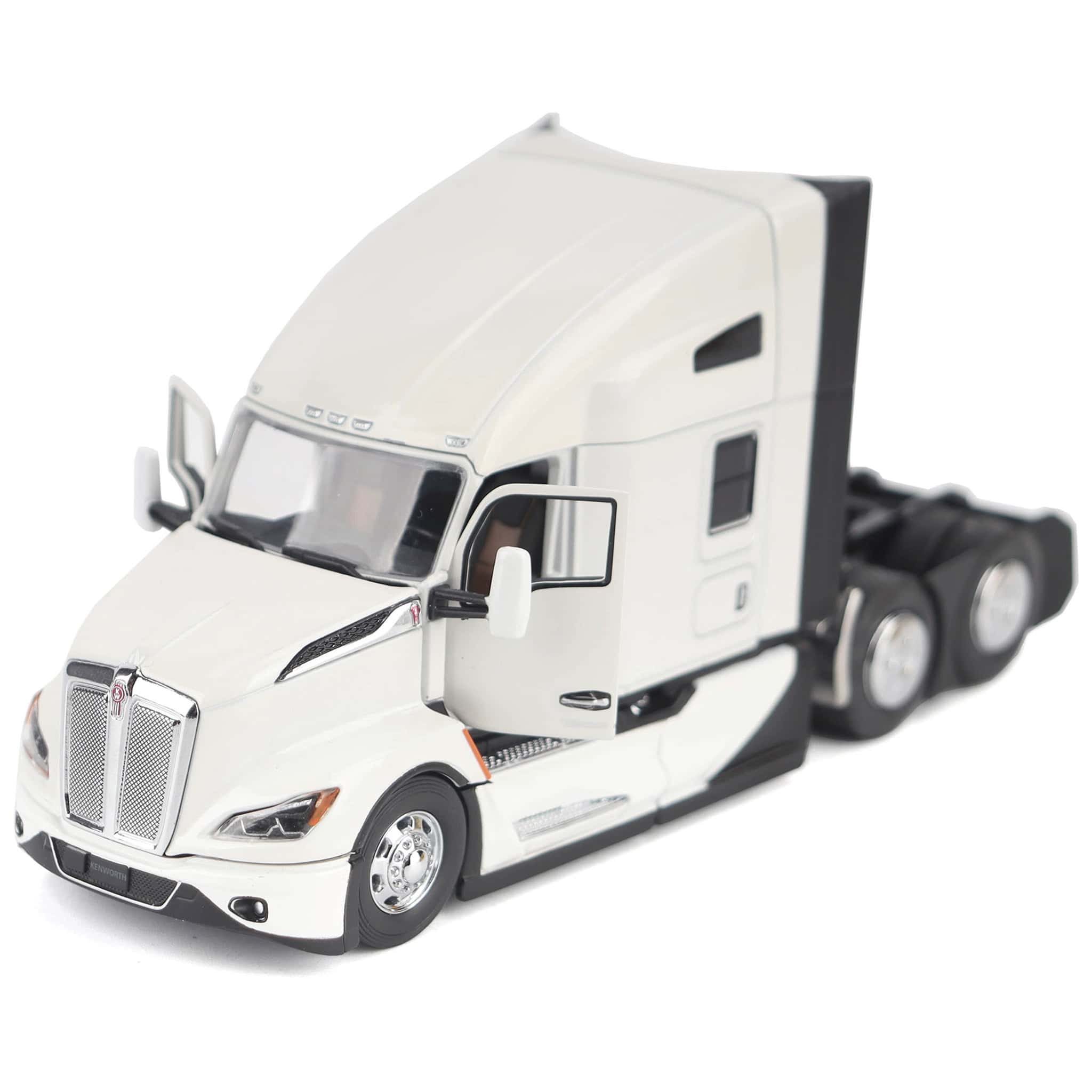 1/50 Pearl White Kenworth T680 76in High-Roof Sleeper Cab Tandem Tractor by Diecast Masters - Image 5