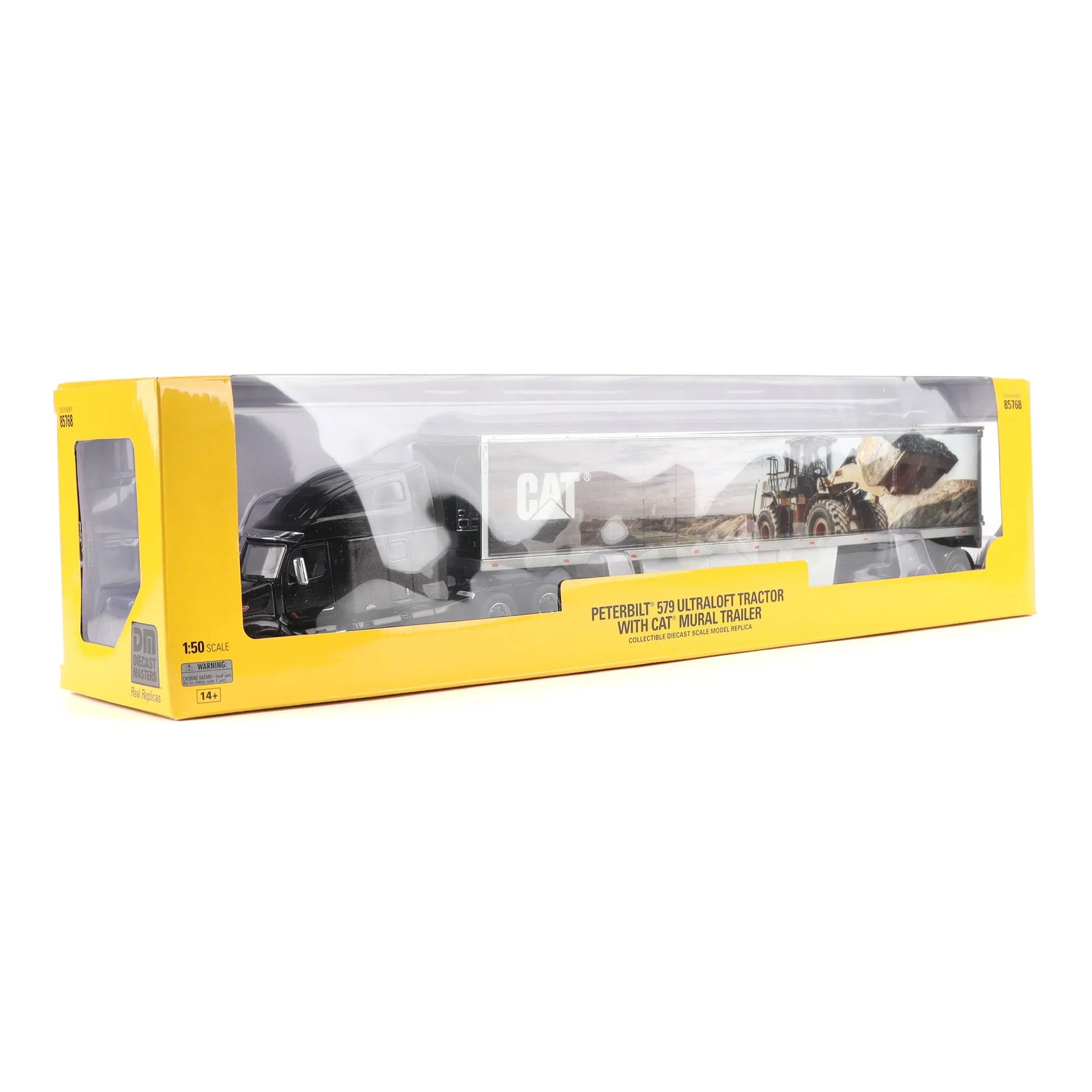 1/50 Peterbilt 579 Ultra Loft Semi Truck with CAT Mural Box Trailer by Diecast Masters - Image 11