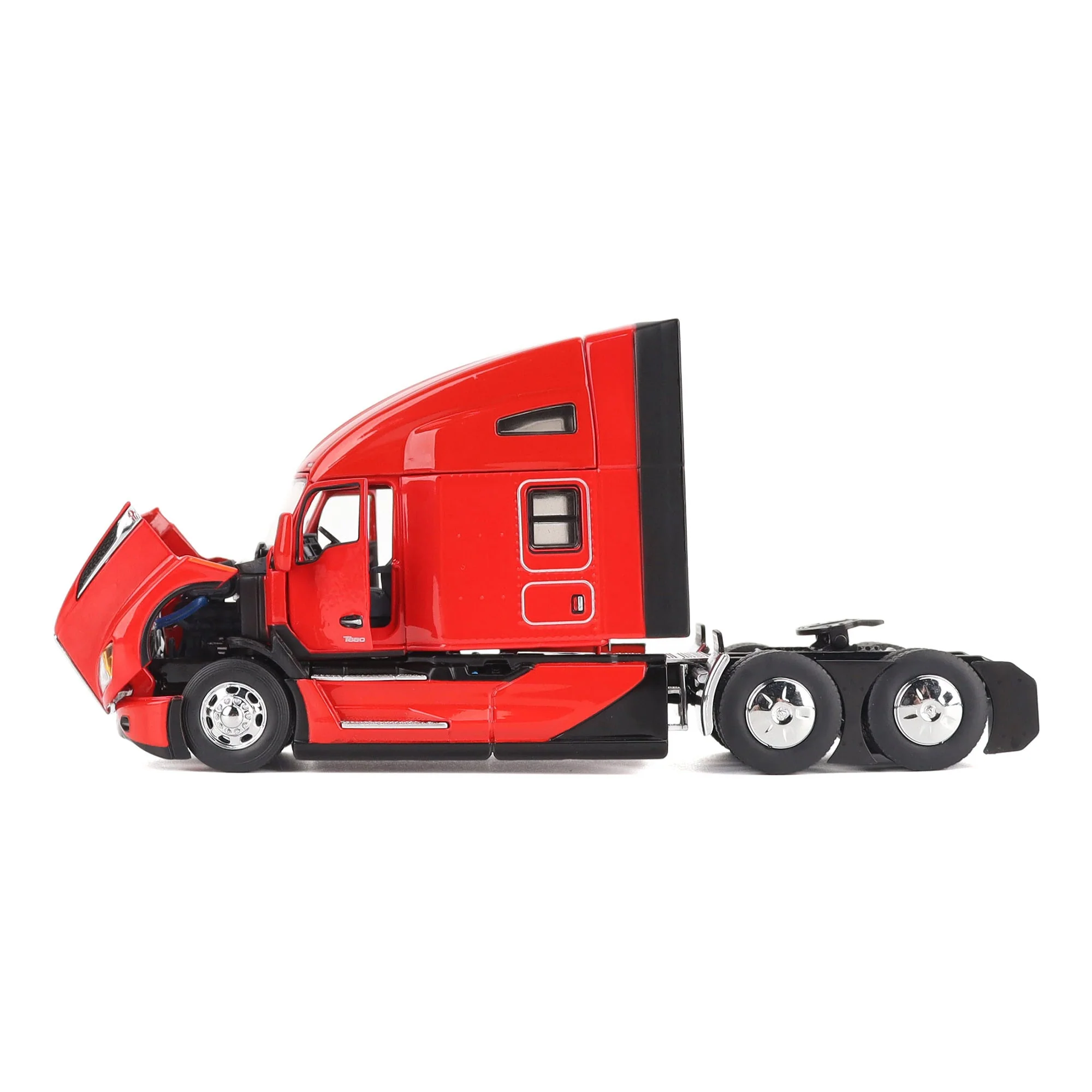 1/50 Red Kenworth T680 Tandem Tractor with 76in High Roof Sleeper Cab by Diecast Masters - Image 3
