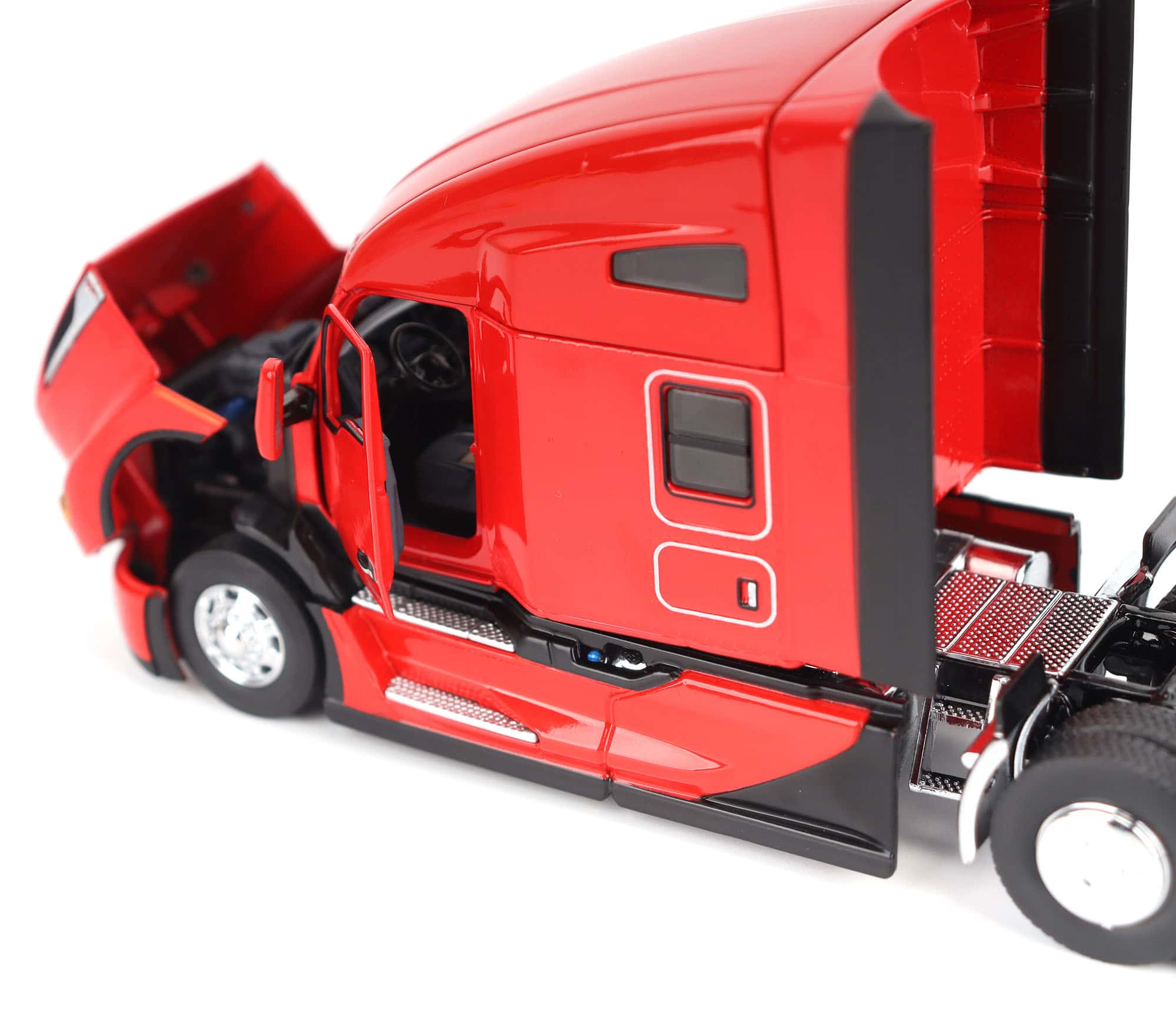 1/50 Red Kenworth T680 Tandem Tractor with 76in High Roof Sleeper Cab by Diecast Masters - Image 4