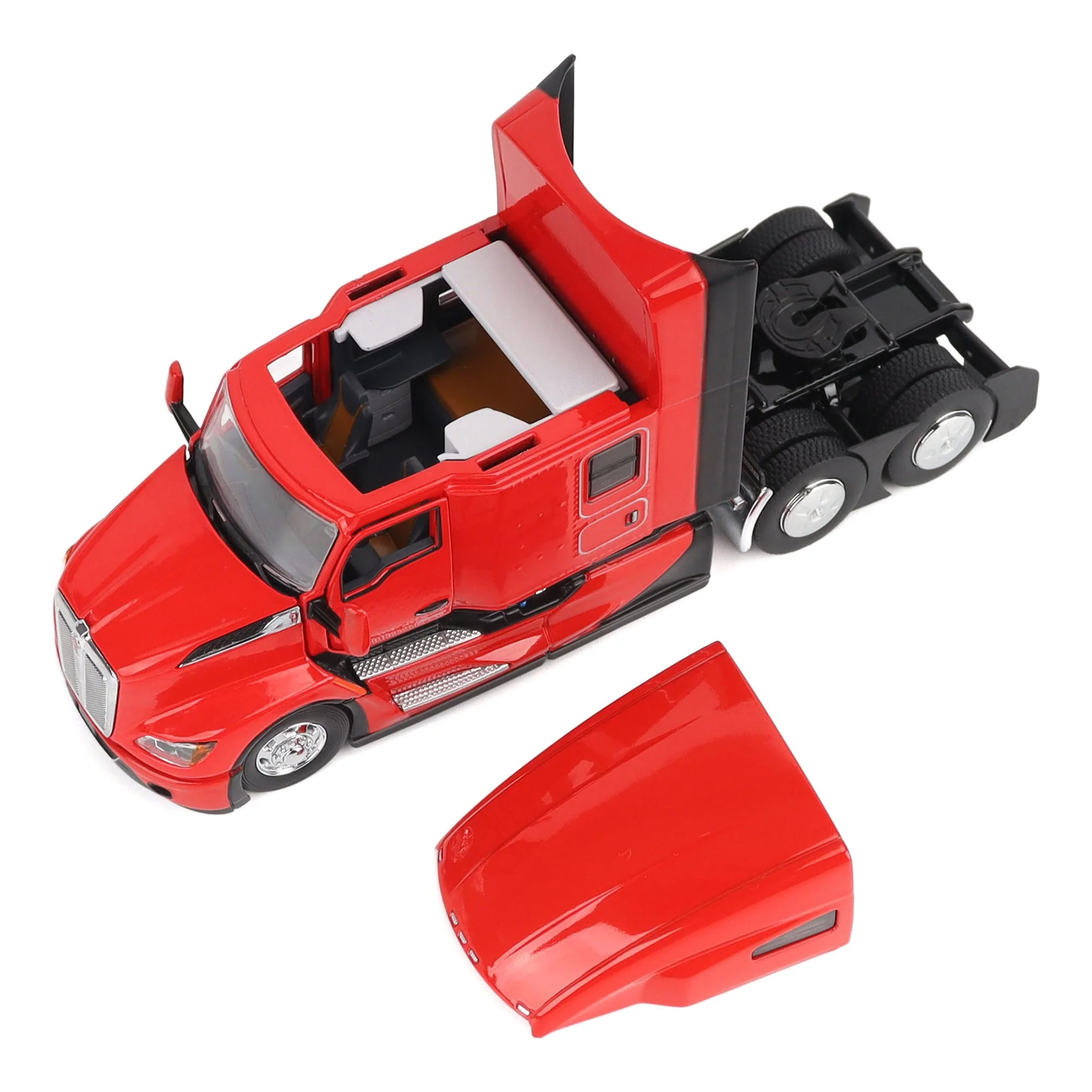 1/50 Red Kenworth T680 Tandem Tractor with 76in High Roof Sleeper Cab by Diecast Masters - Image 5