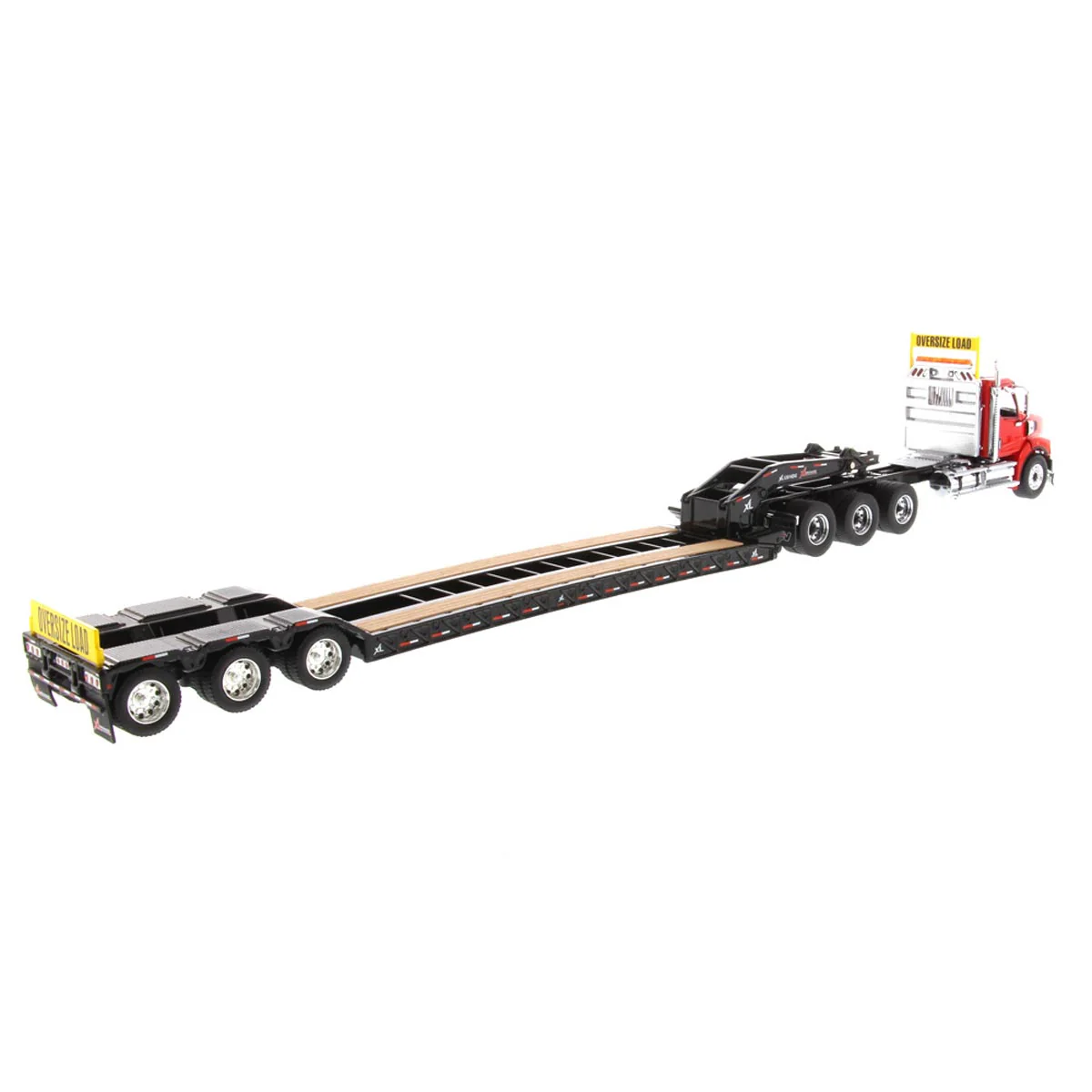 1/50 Red Western Star 49X SB Semi Truck & XL 120 HDG Trailer with Boosters by Diecast Masters - Image 3