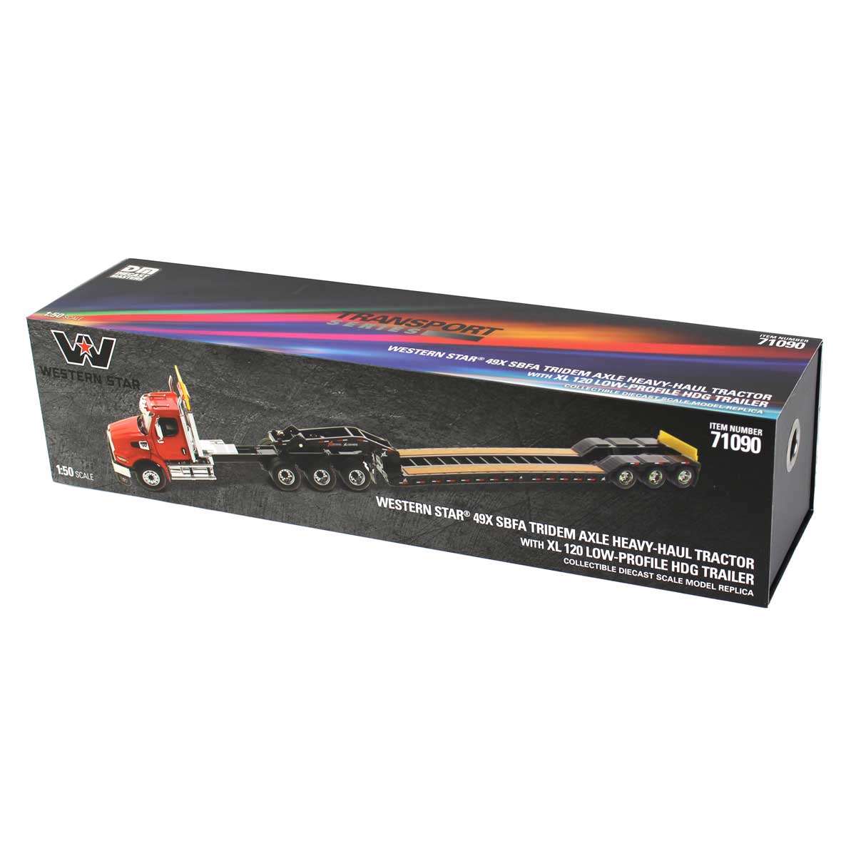1/50 Red Western Star 49X SB Semi Truck & XL 120 HDG Trailer with Boosters by Diecast Masters - Image 6