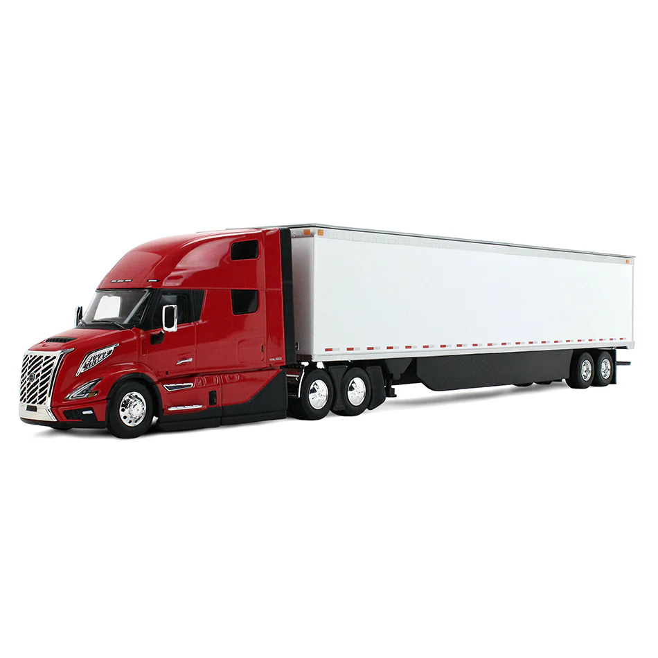 1/50 Volvo VNL 860 Semi Truck with High-Roof Sleeper & 53ft Box Trailer with Skirts by First Gear, Red & White
