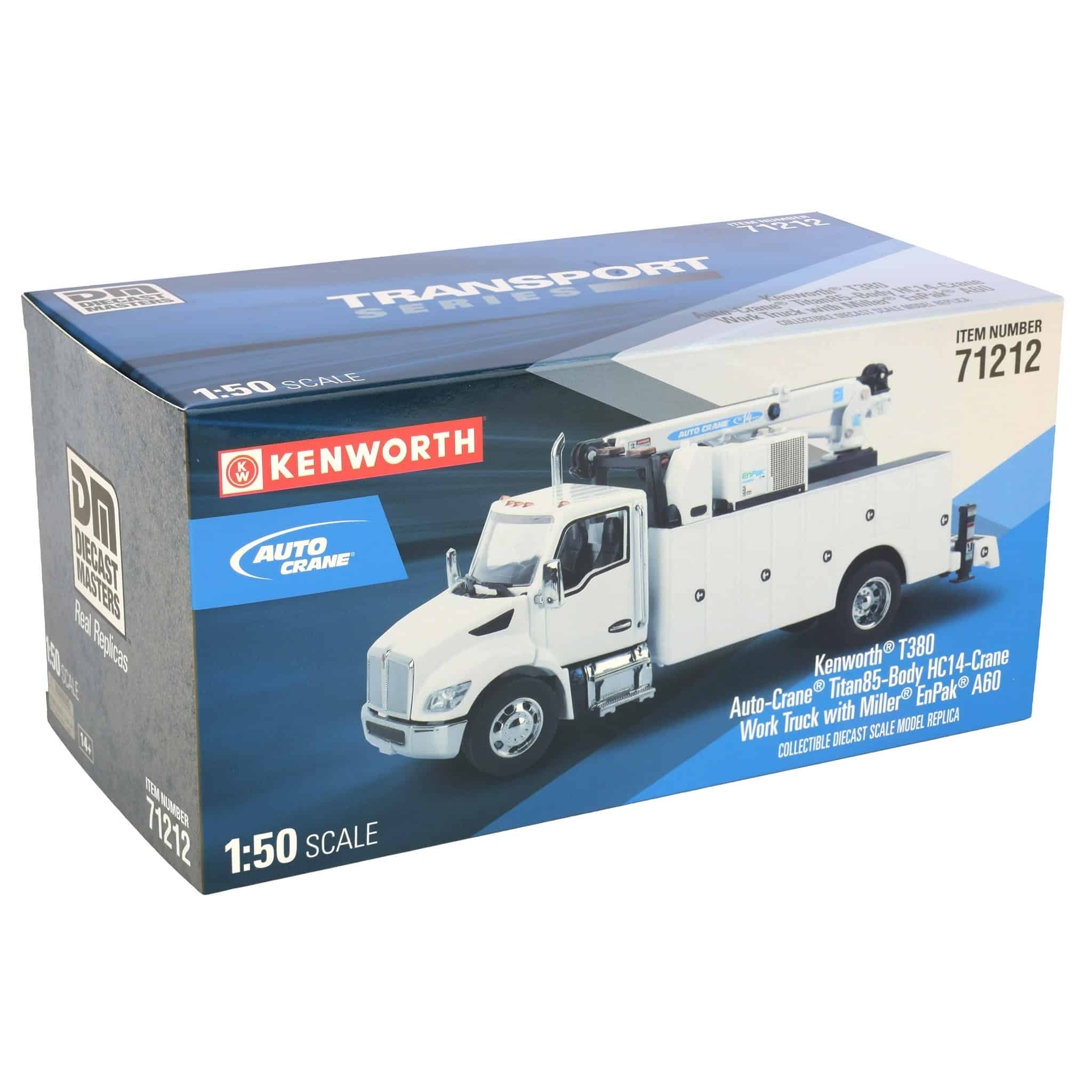1/50 White Kenworth T380 Crane Work Truck with Miller EnPak by Diecast Masters - Image 13