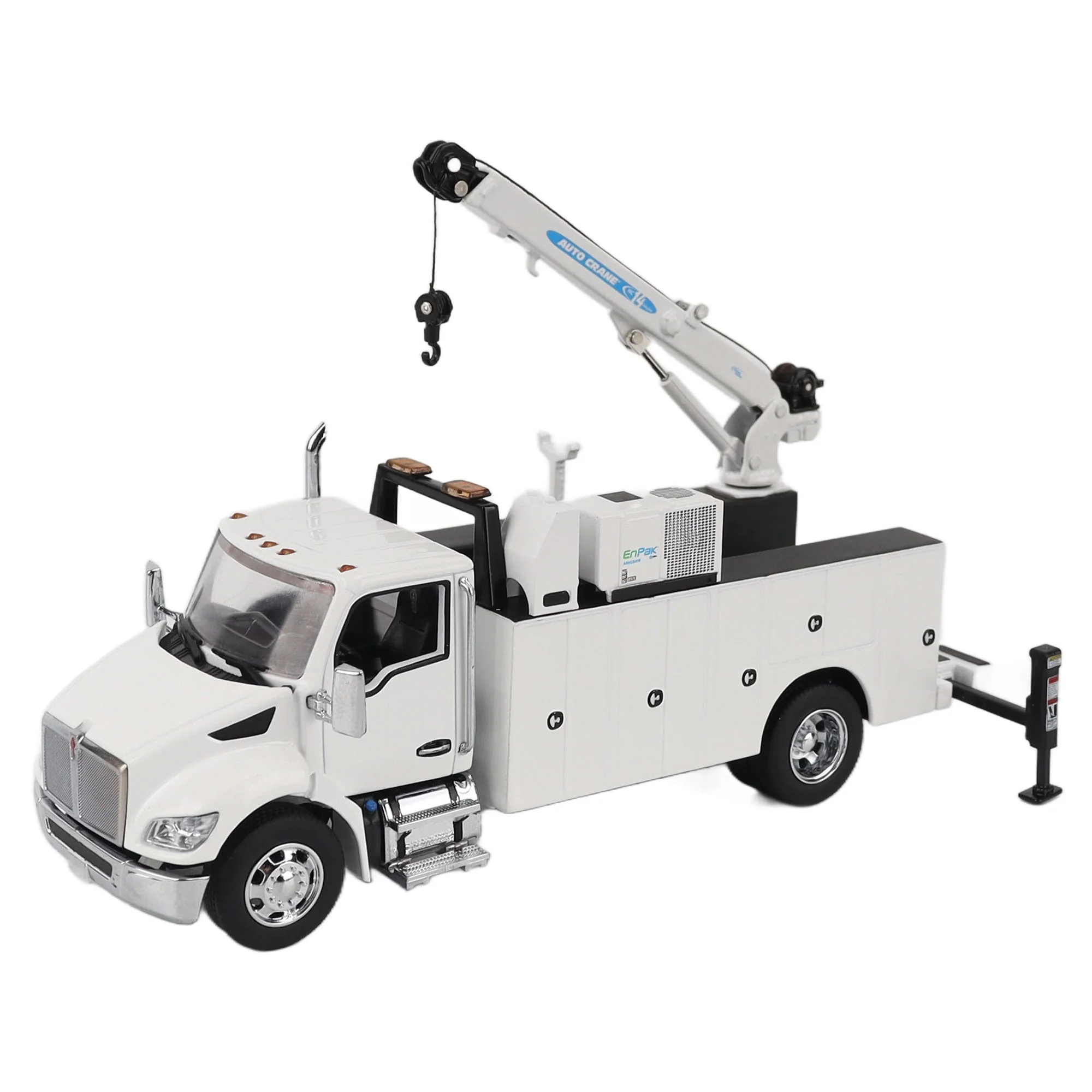 1/50 White Kenworth T380 Crane Work Truck with Miller EnPak by Diecast Masters - Image 2