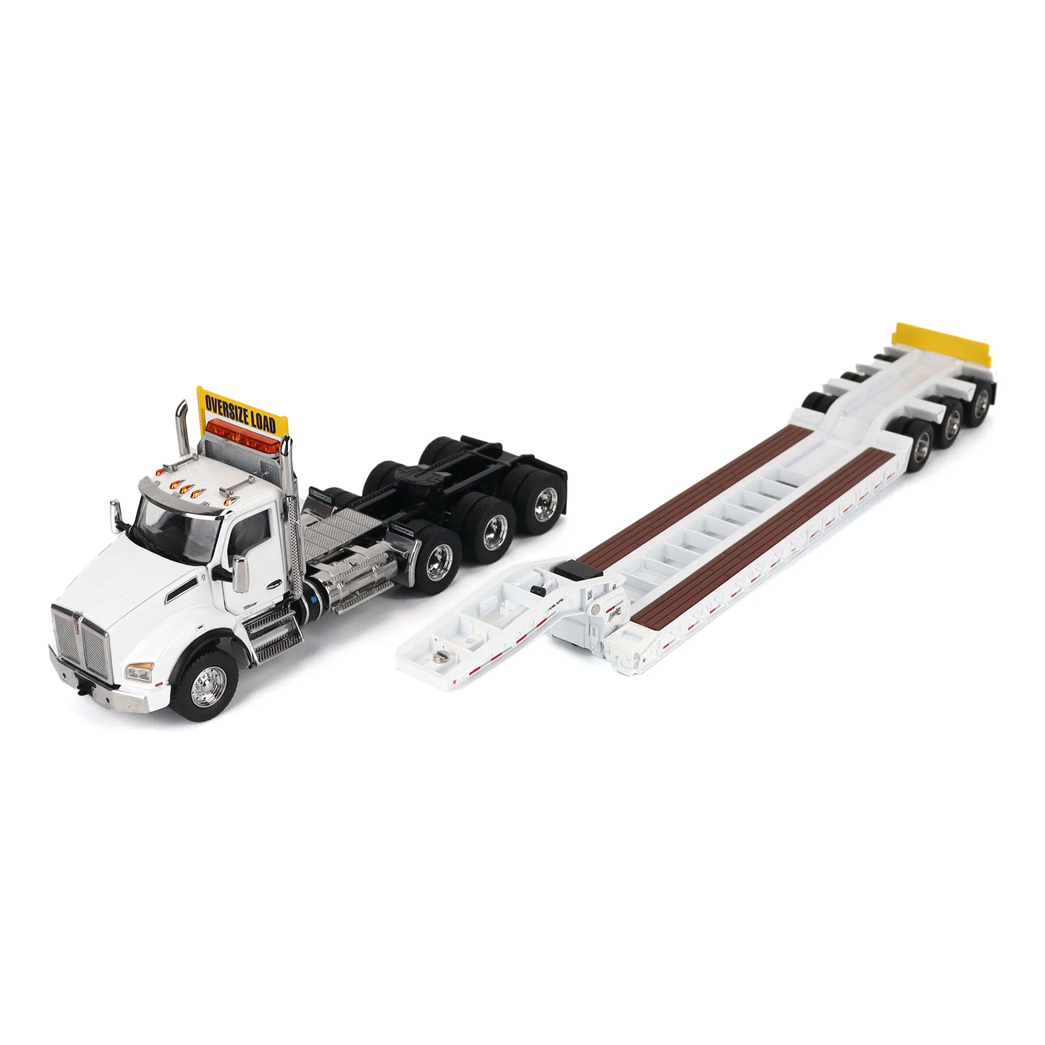 1/50 White Kenworth T880 SBFA with White Trail King TK120 HDG Lowboy Trailer - Image 2