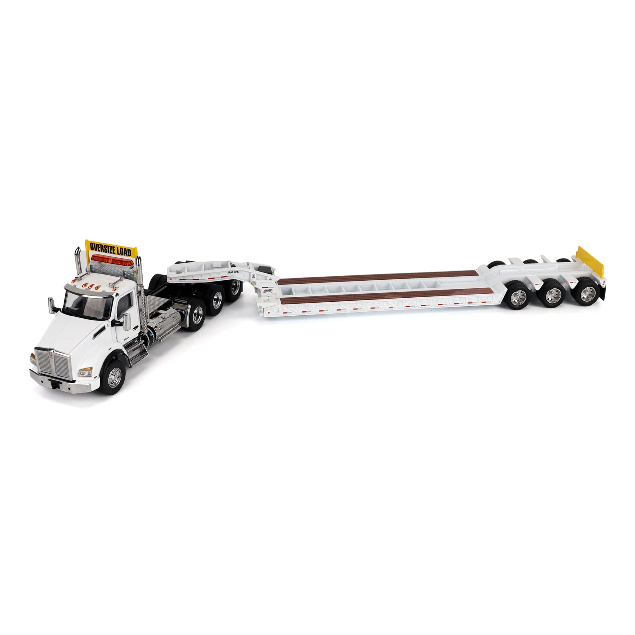 1/50 White Kenworth T880 SBFA with White Trail King TK120 HDG Lowboy Trailer - Image 3