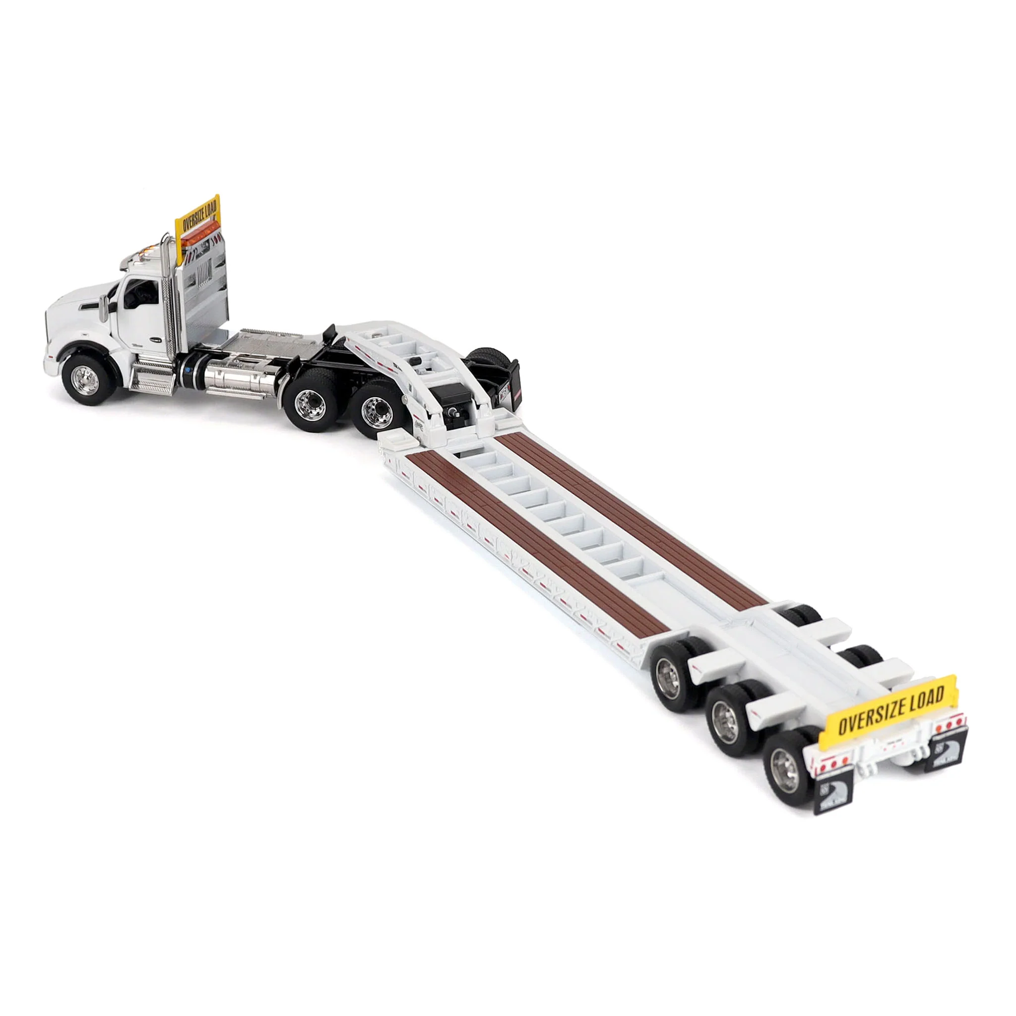 1/50 White Kenworth T880 SBFA with White Trail King TK120 HDG Lowboy Trailer - Image 4