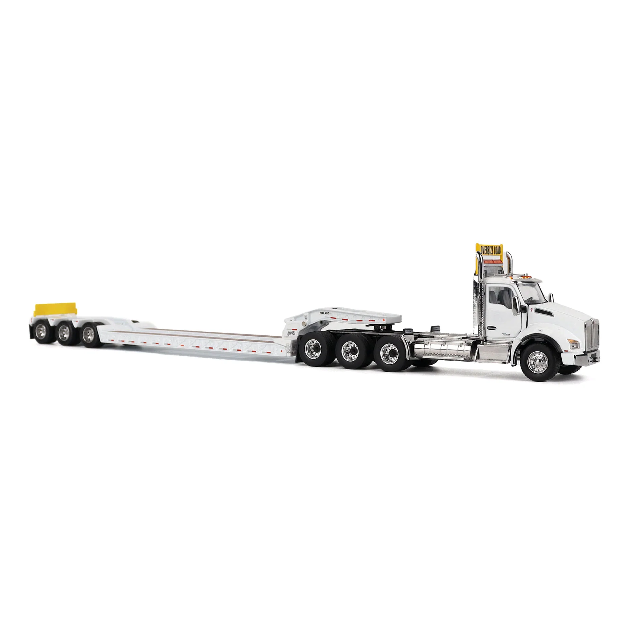 1/50 White Kenworth T880 SBFA with White Trail King TK120 HDG Lowboy Trailer - Image 7