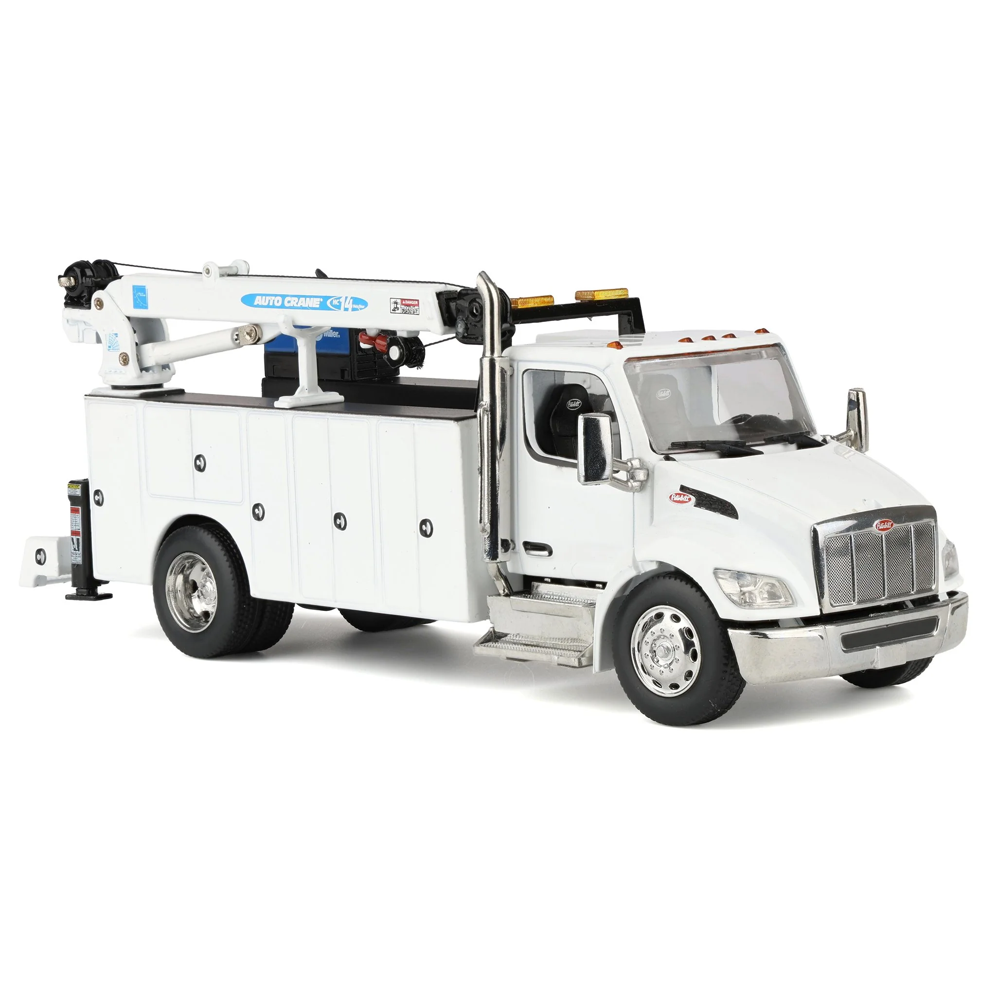 1/50 White Peterbilt Model 536 Crane Work Truck with Miller Trailblazer by Diecast Masters - Image 2