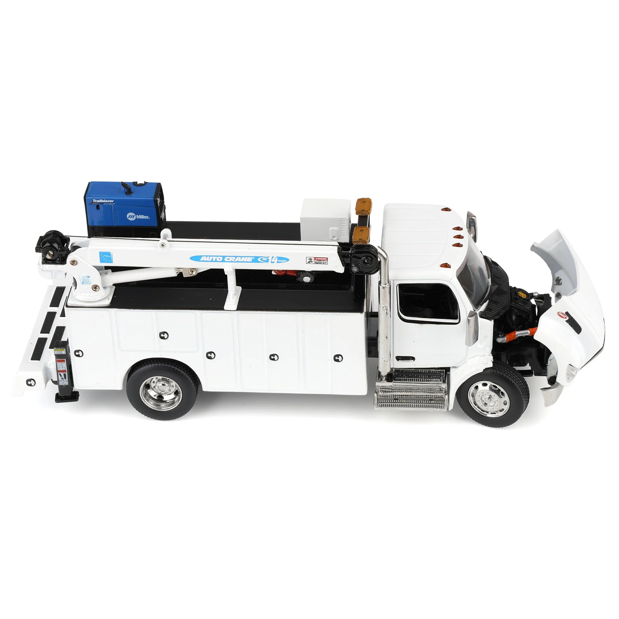 1/50 White Peterbilt Model 536 Crane Work Truck with Miller Trailblazer by Diecast Masters - Image 6