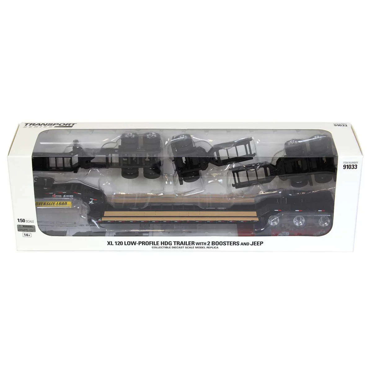 1/50 XL 120 Low-Profile HDG Lowboy Trailer (Outrigger Style) with 2 Boosters and Jeep - Image 6