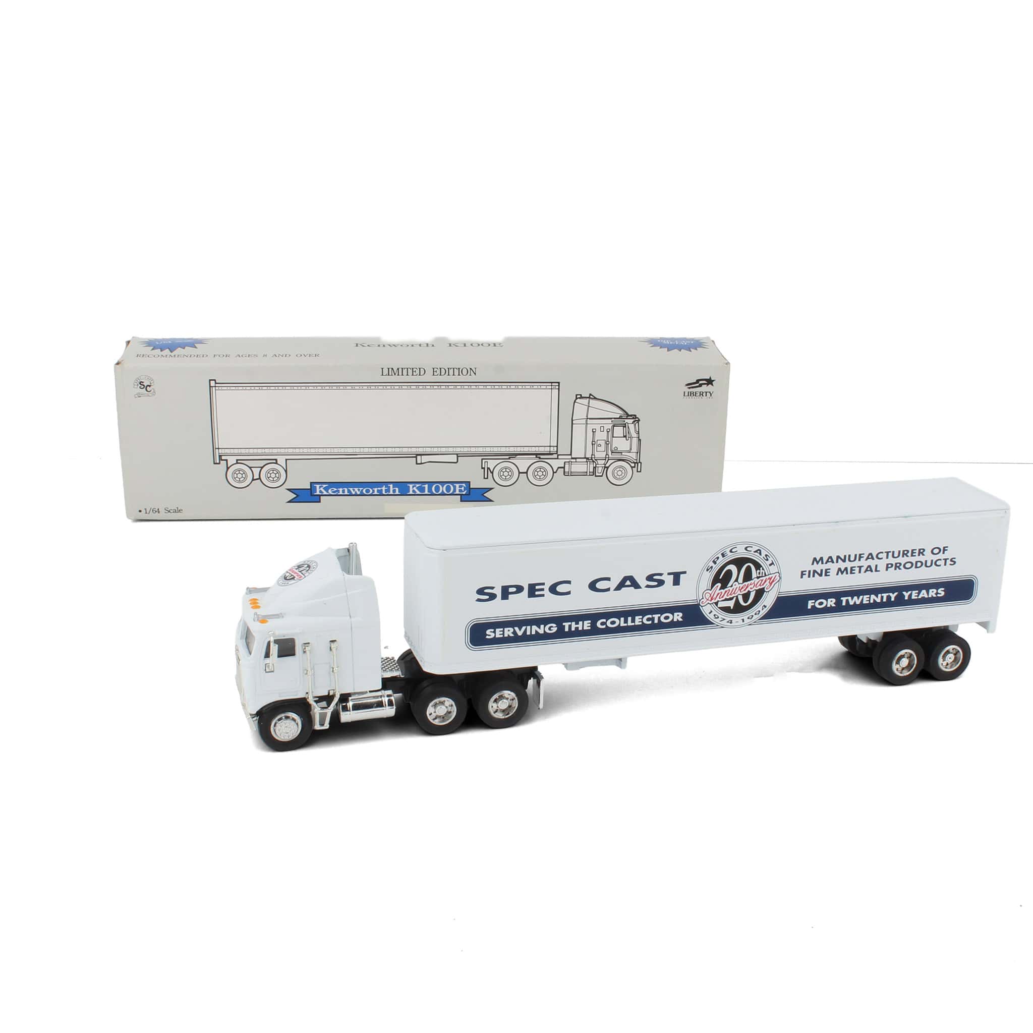 1/64 Kenworth K100E Semi Truck with Trailer, SpecCast 20th Anniversary
