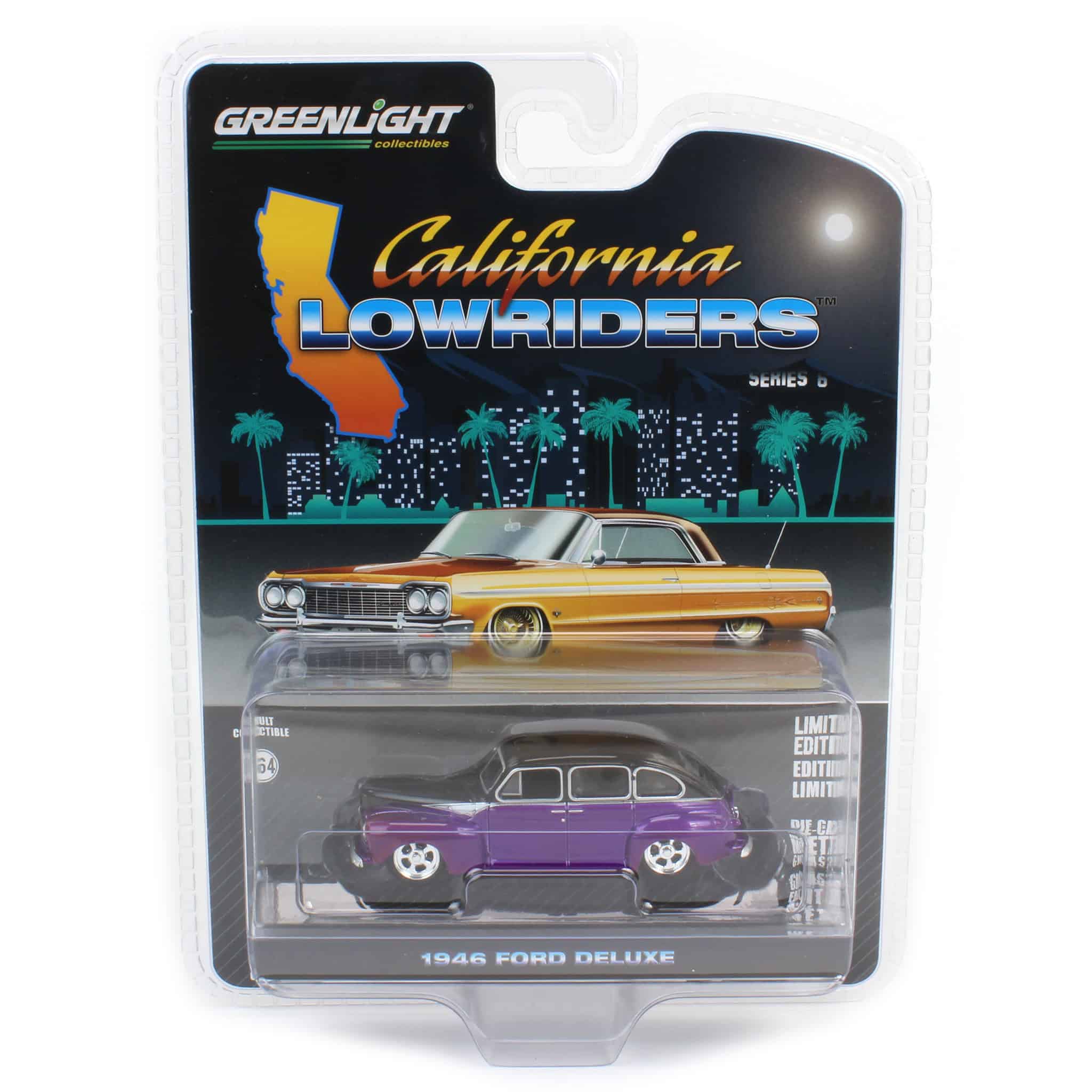 1/64 1946 Ford Fordor Super Deluxe, Dark Purple Metallic & Black Two-Tone, California Lowriders Series 6 - Image 5