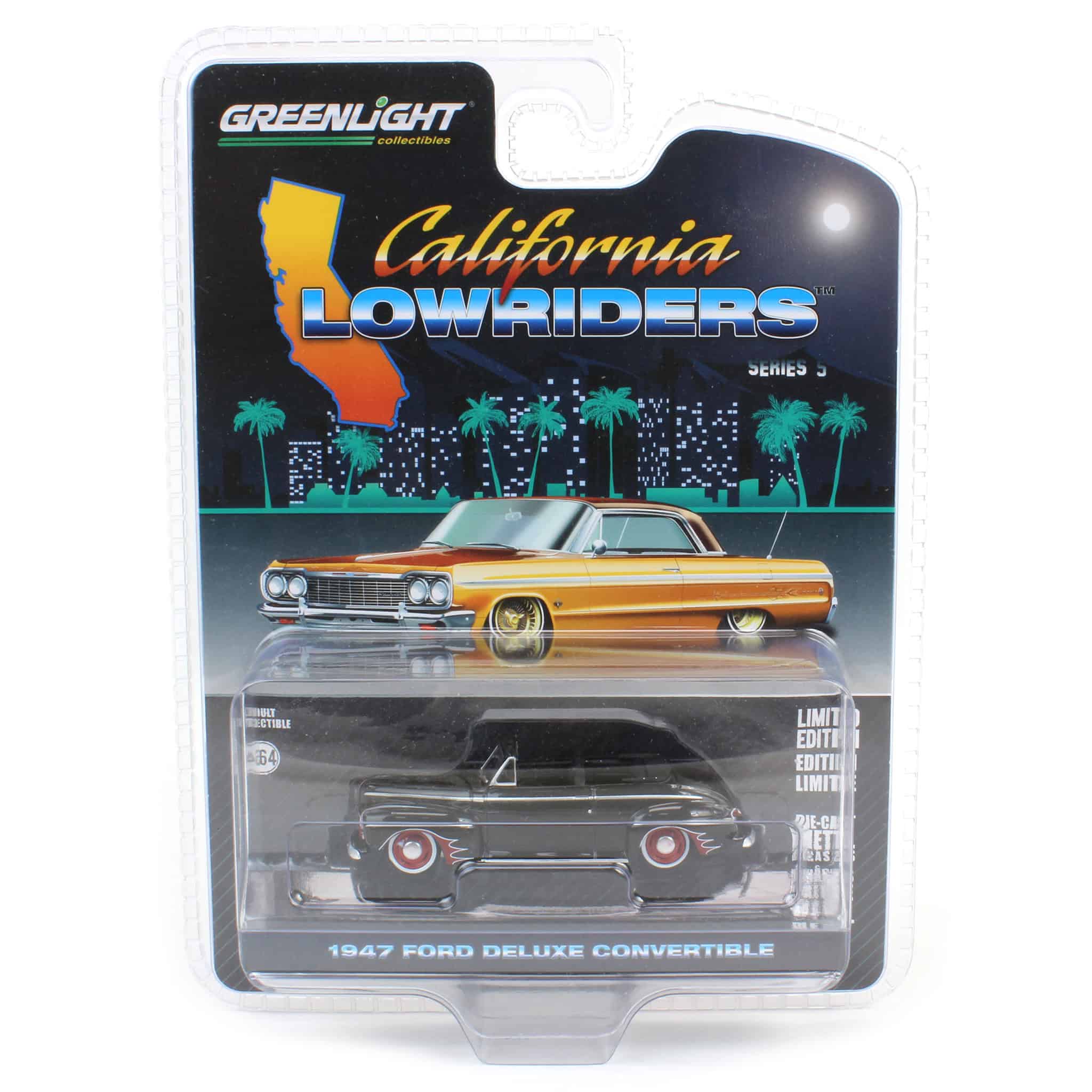 1/64 1947 Ford Deluxe Convertible Lowrider, Black & Red, California Lowriders Series 5 - Image 5
