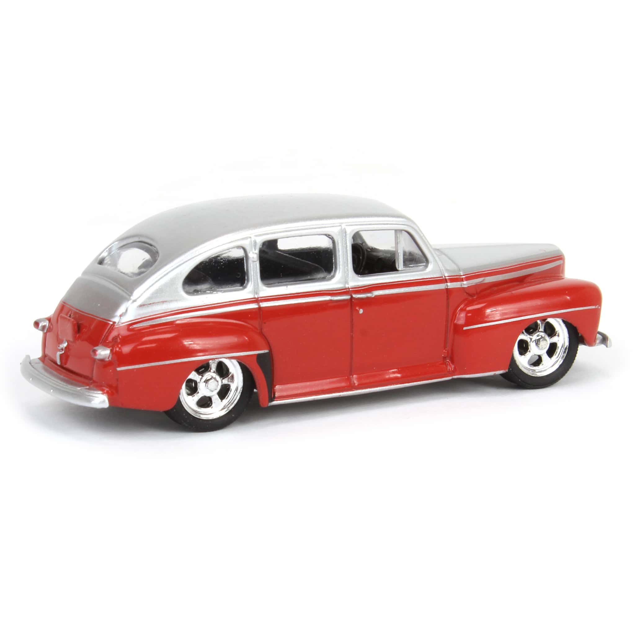 1/64 1947 Ford Fordor Super Deluxe, Silver Metallic & Red Two-Tone, California Lowriders Series 4 - Image 3