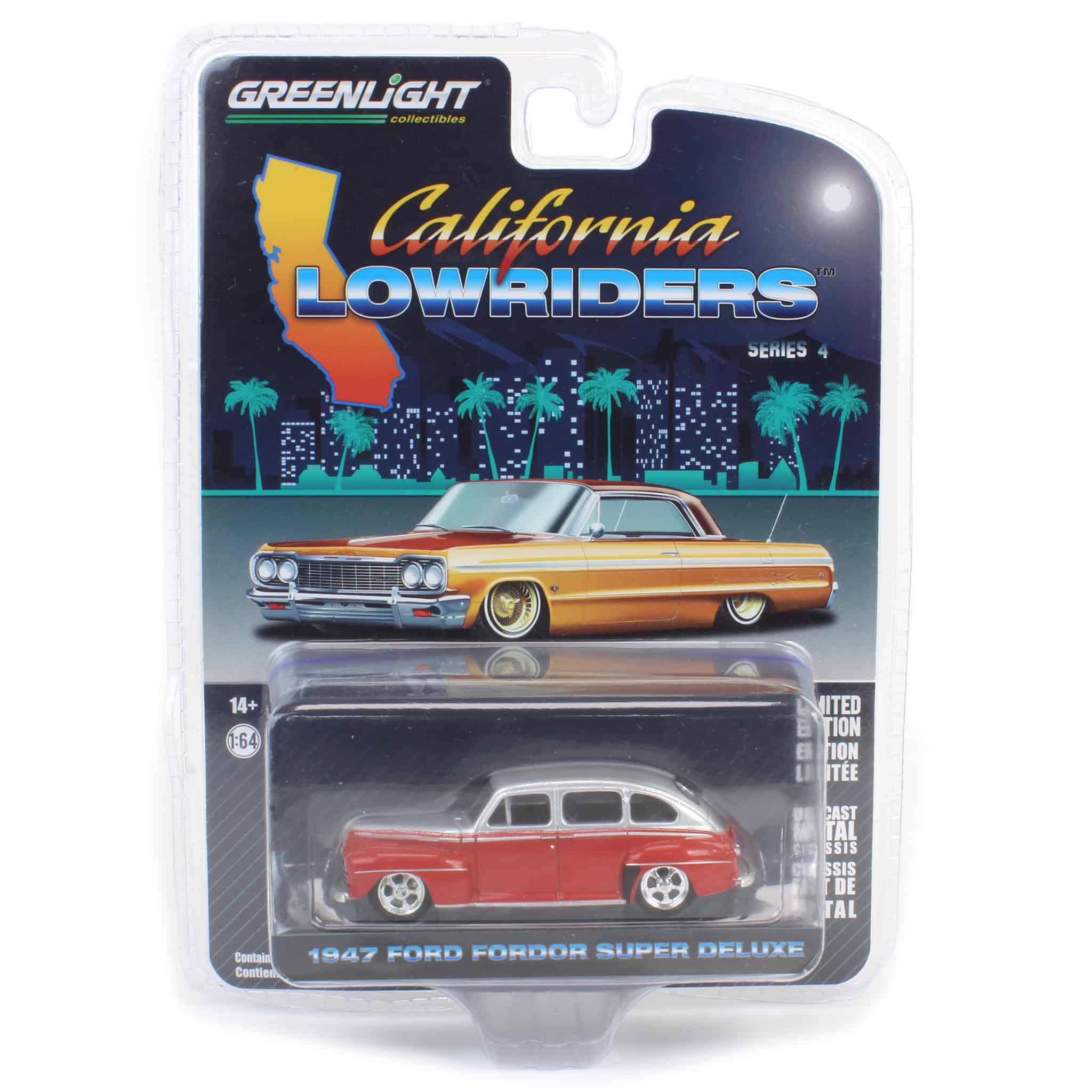 1/64 1947 Ford Fordor Super Deluxe, Silver Metallic & Red Two-Tone, California Lowriders Series 4 - Image 5