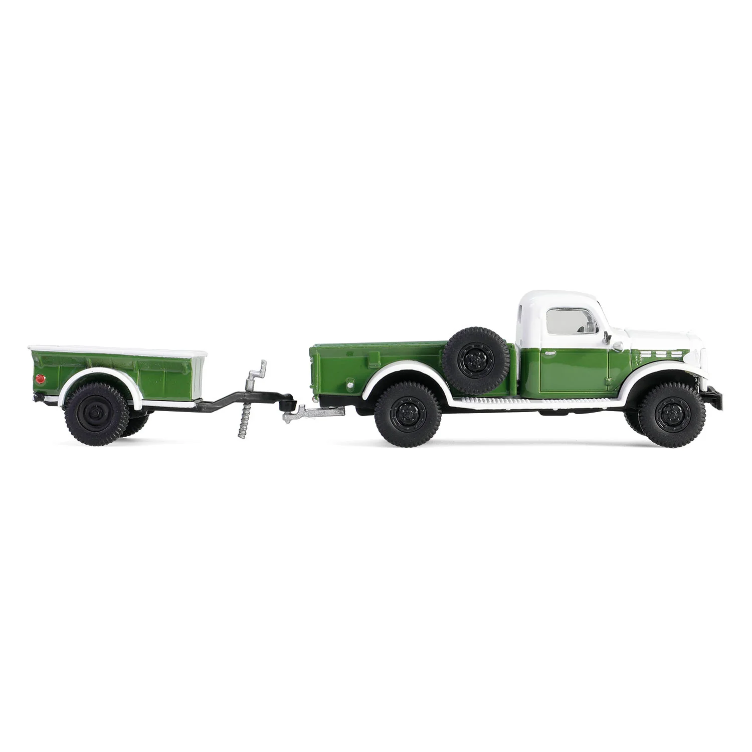 1/64 1950 Dodge Power Wagon with 1/4 Ton Cargo Trailer, Green & White, Hitch & Tow Series 32 - Image 4