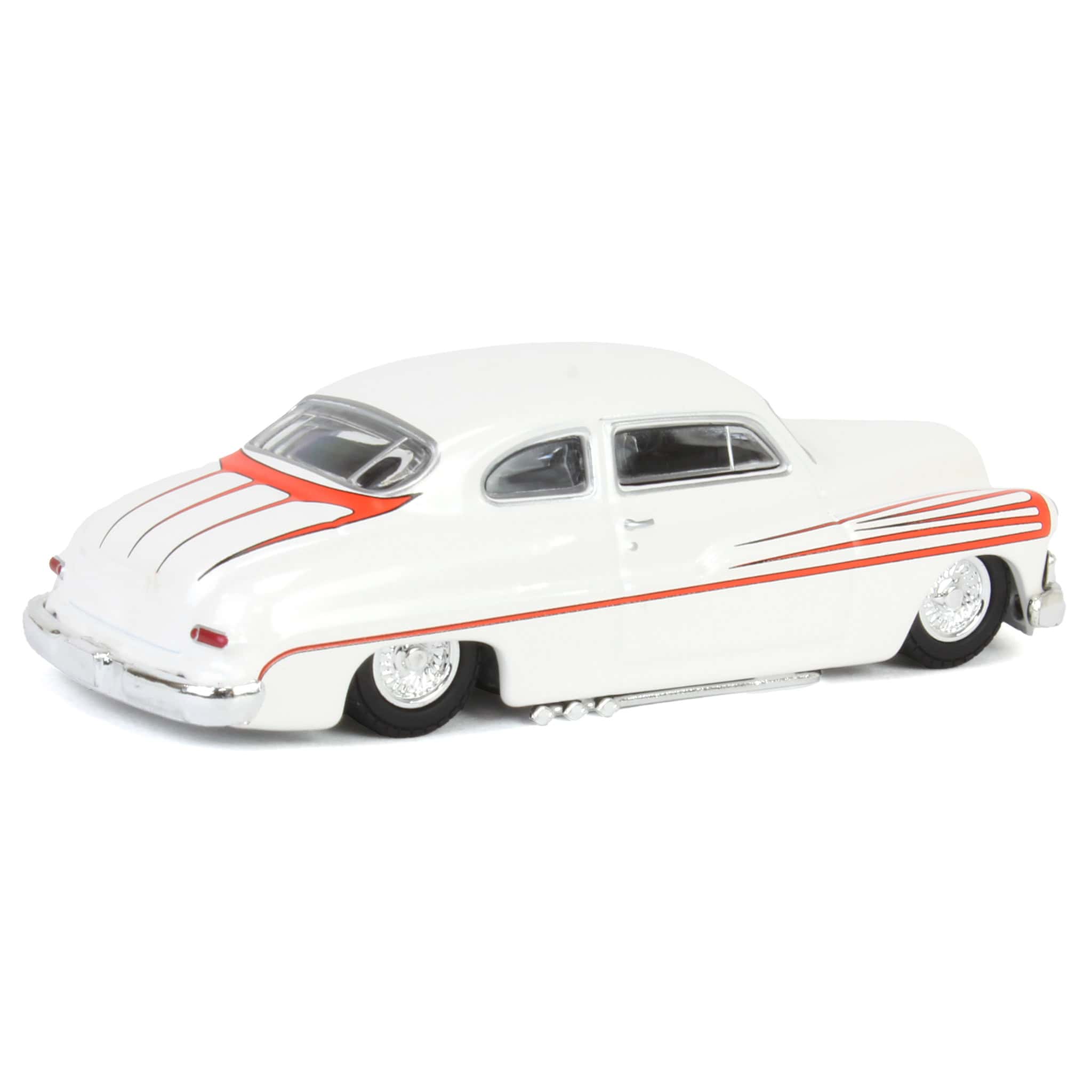 1/64 1950 Mercury Eight Coupe, Matte White with Metallic Orange Scallops, California Lowriders Series 6 - Image 3